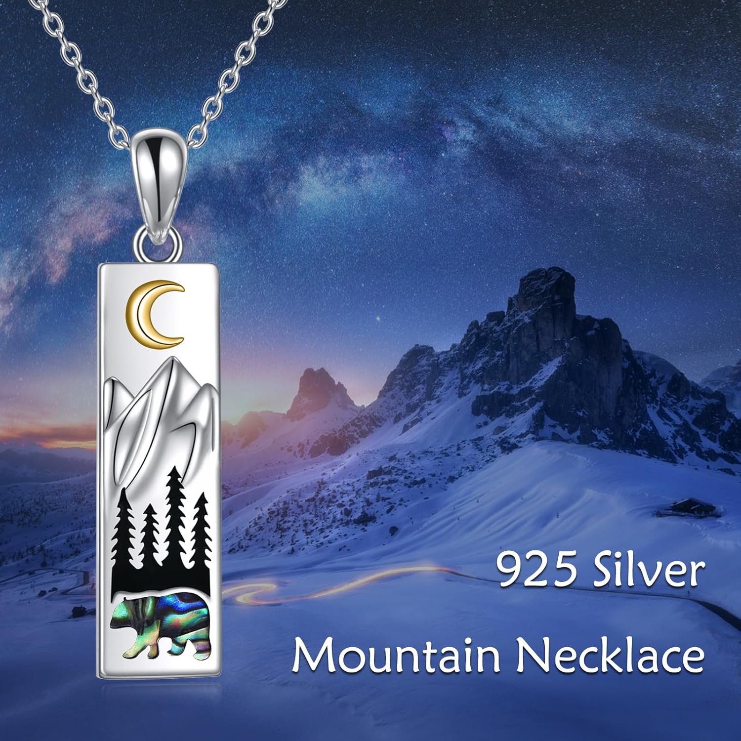YFN Mountain Necklace for Women Sterling Silver Nature Jewelry Gift for Skiers, Hikers, Campers, Climbers and Nature Lovers - Image 3