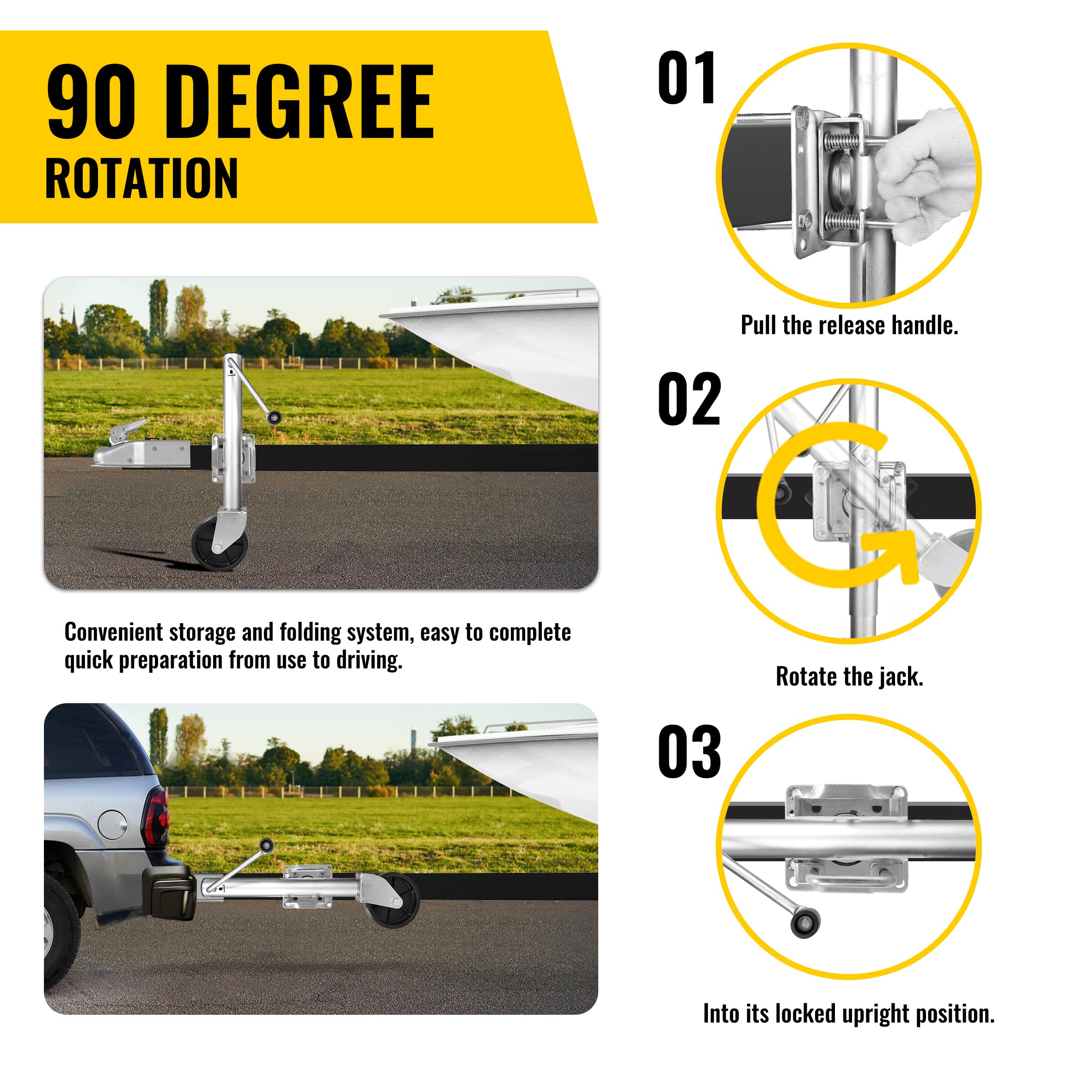 MaxxHaul 70148 25,4 cm Lift Swing Posteriore Trailer Jack con Single Wheel – 1000 lb. capacità