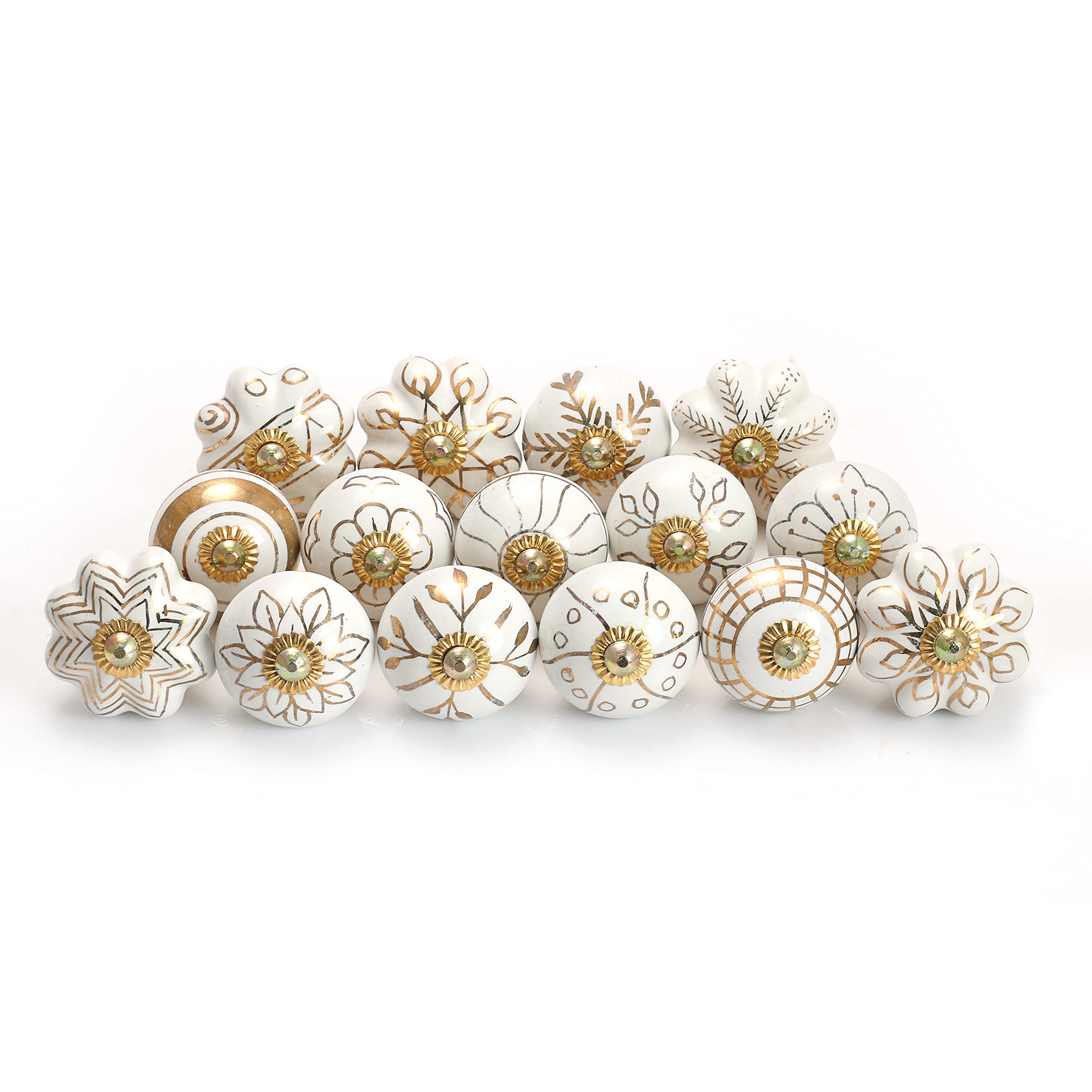 Gold Cabinet Knobs for Dresser Drawers - Assorted Decorative Pull Handle Kitchen Furniture Hardware Rustic Boho Home Decor - Pack of 20 - Image 2