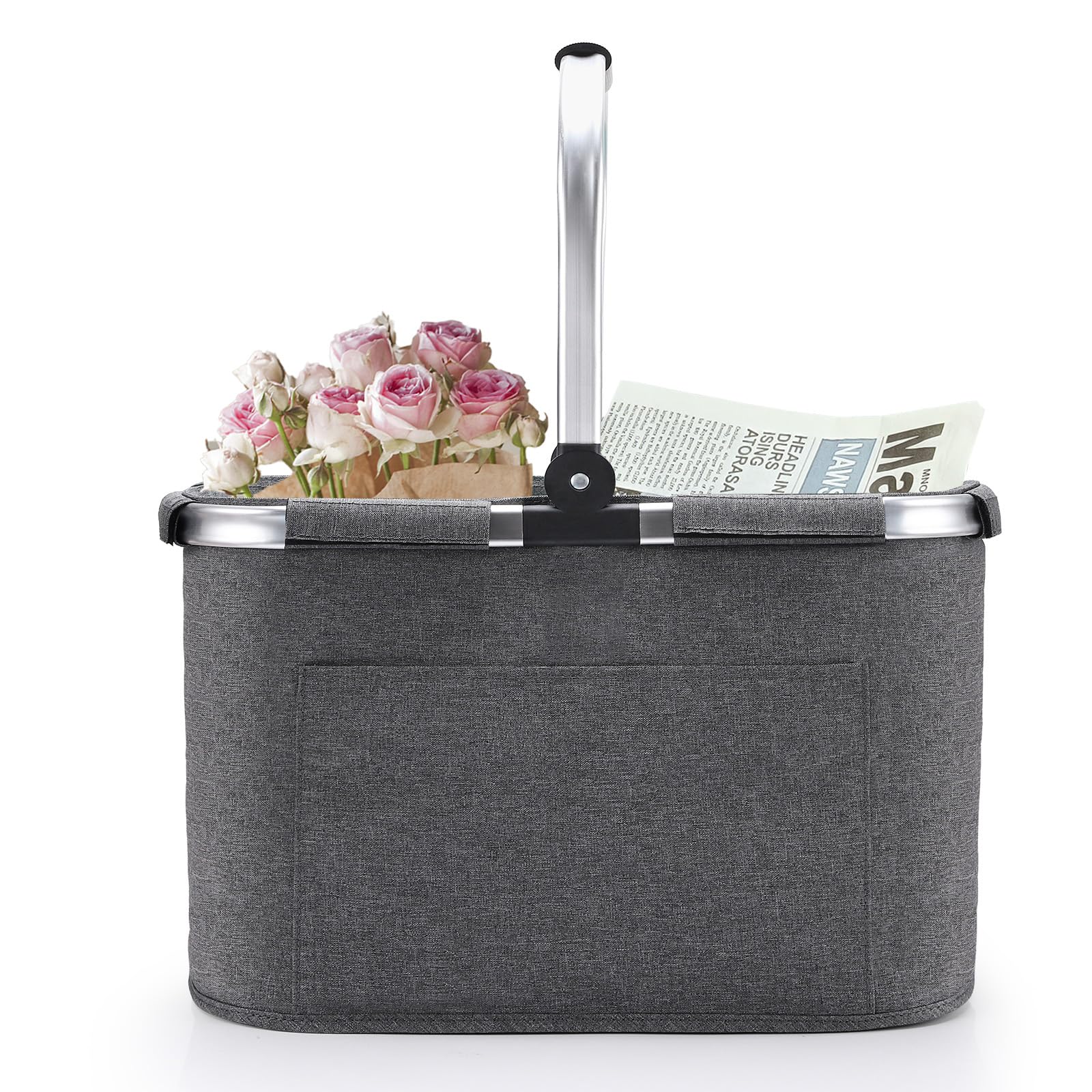 30L Familie Einkaufstasche Einkaufskorb Faltbar Tragekorb Groß Picknickkorb Klappkorb Reisetasche Praktischer Einkaufen Korb mit Gepolsterten Griffen - ideal für Reisen/Picknick/Einkaufen/Geschenk