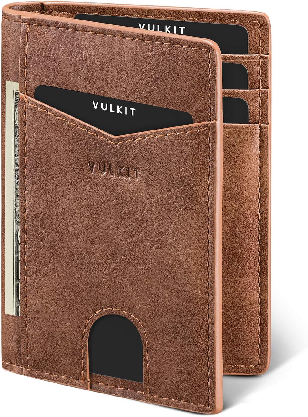 Men's Credit Card Holder RFID Leather Double Wallet Pop Up Cases with Slots for Cards & Banknotes