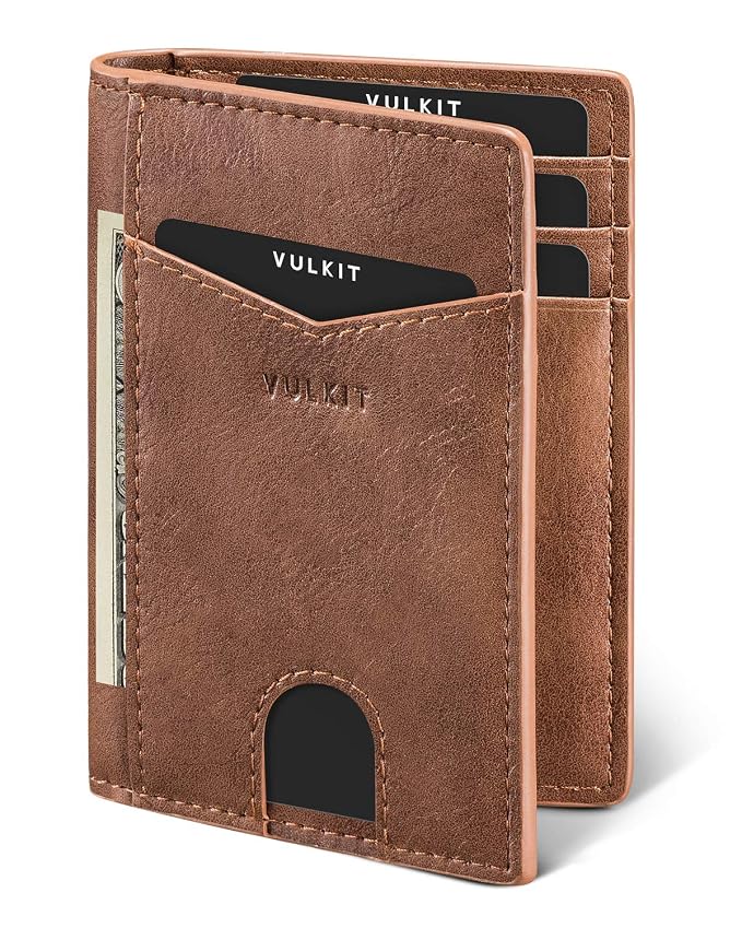 VULKIT Portefeuille Mince en Cuir RFID