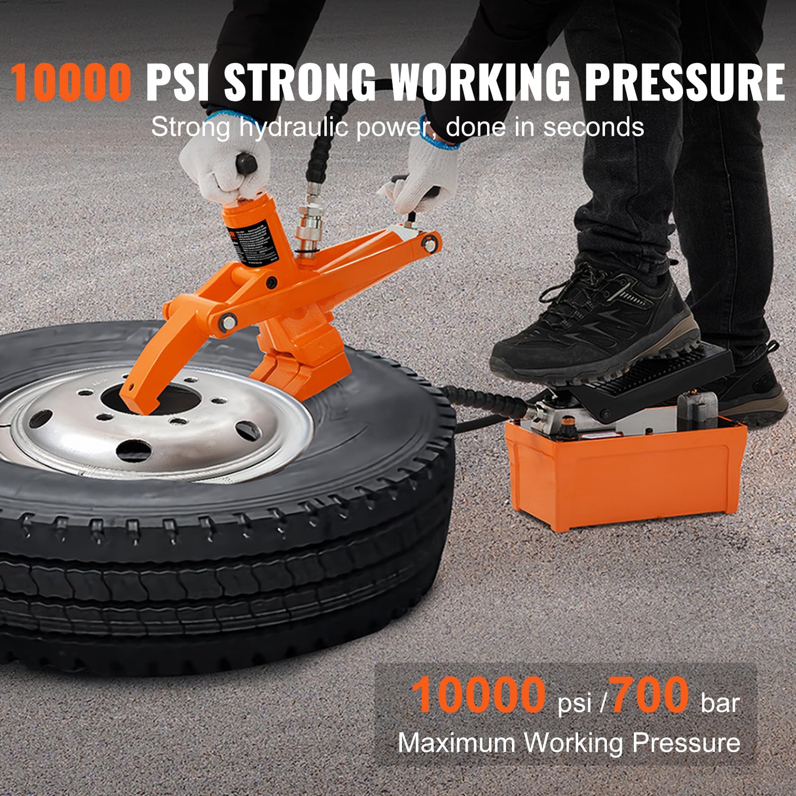 VEVOR Stallonatore Idraulico, Stallonatore per Pneumatici da 1000 PSI con Pompa a Pedale in Metallo, Strumento stallonatore in Acciaio per carichi Pesanti per trattori, Camion, Autobus, Tosaerba, ATV