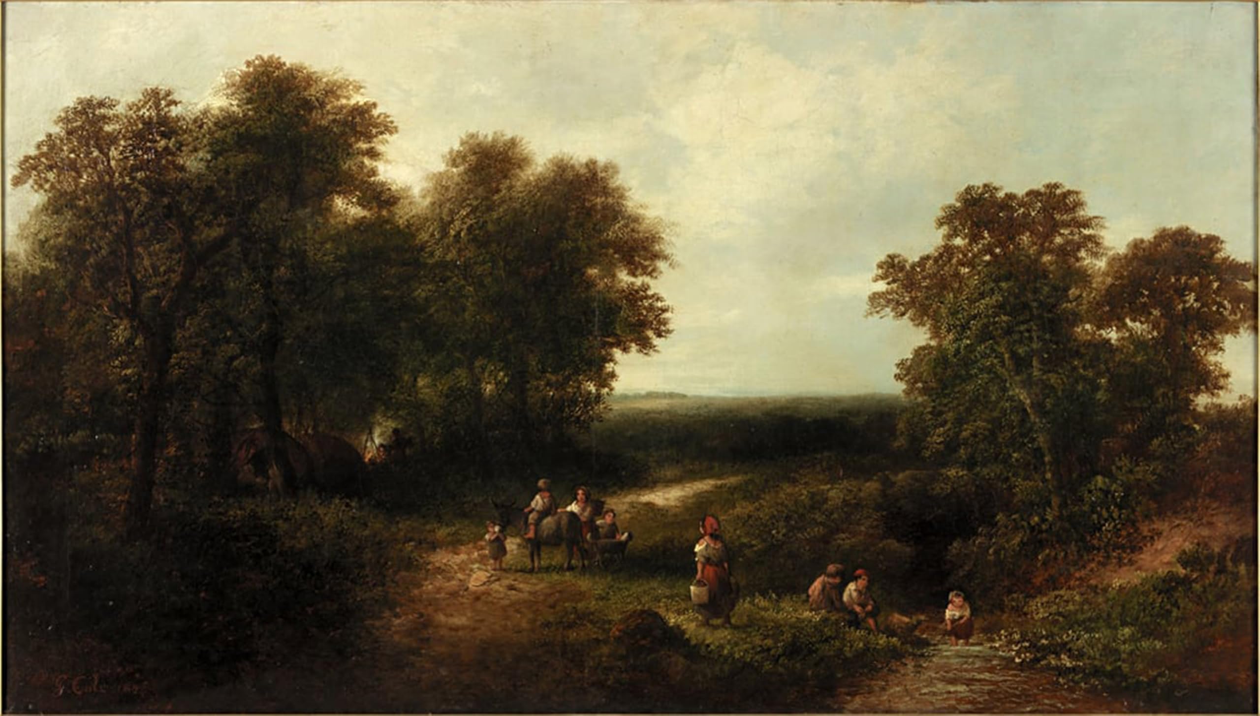 SERENDIPITP Abstract Painting Mural Print Picture Wall Decor Painting Landscape with Figures by George Vicat Cole Vintage Wall Artwork for Home Decor 60x90cm