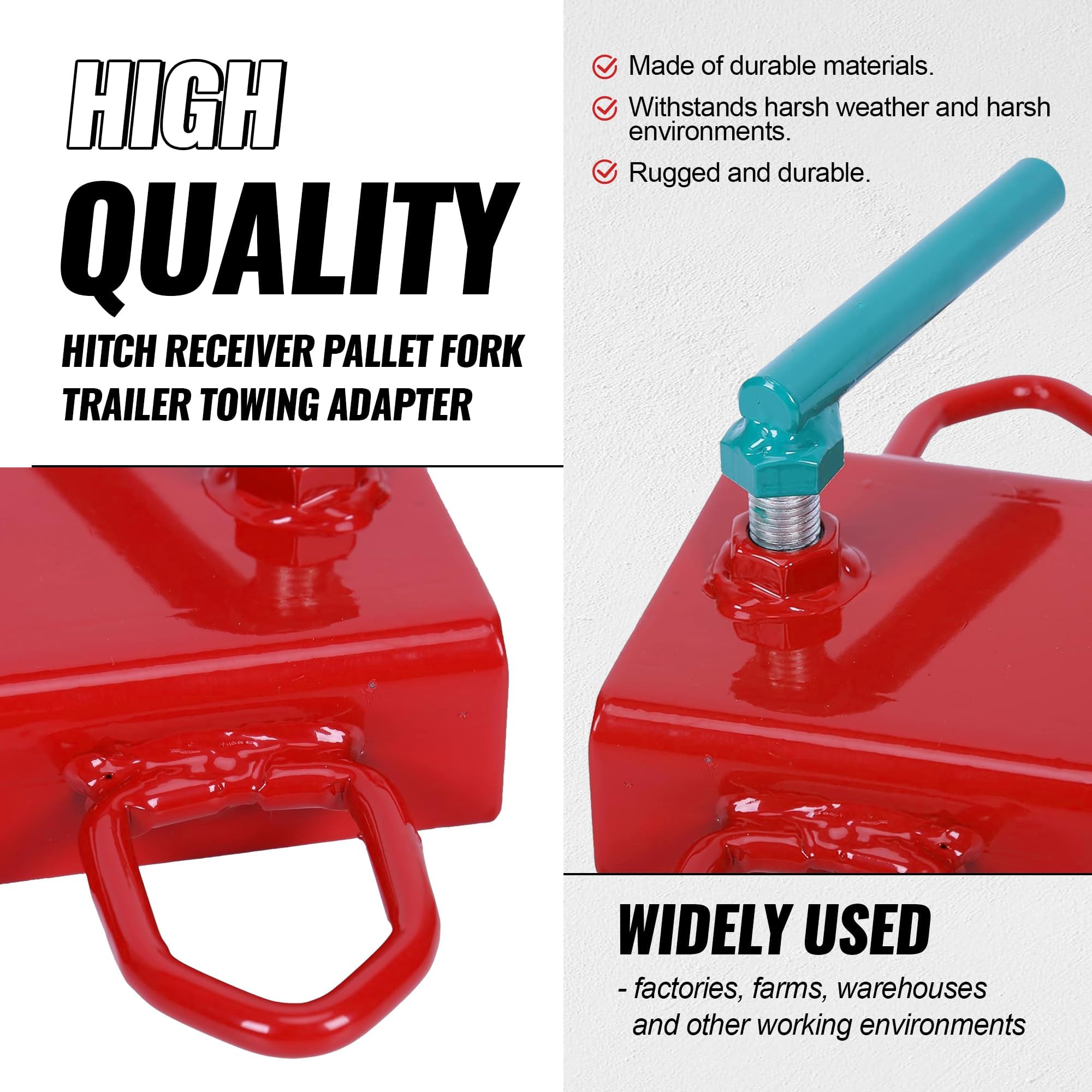 KUAFU Receptor De Enganche De Remolque De Carretilla Elevadora De 2 Pulgadas, Capacidad De 6500 Libras Para Horquillas De Palé Dual, Adaptador De Enganche De Remolque Universal Para Carretilla