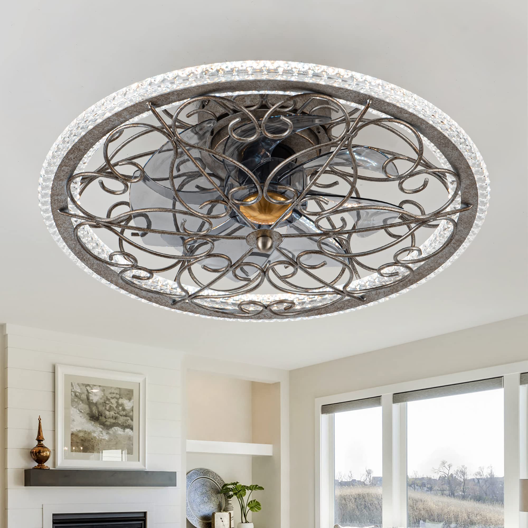 Rustic Ceiling Fan With Remote Low Profile Mount Farmhouse 20 In.