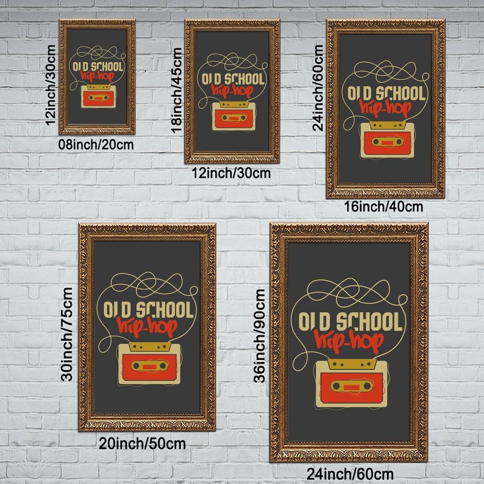 Poster retrò Old School Hip Hop 4 poster su tela decorazione artistica da parete stampa dipinti per soggiorno camera da letto decorazione retrò cornice dorata: 40,6 cm L x 61 cm W