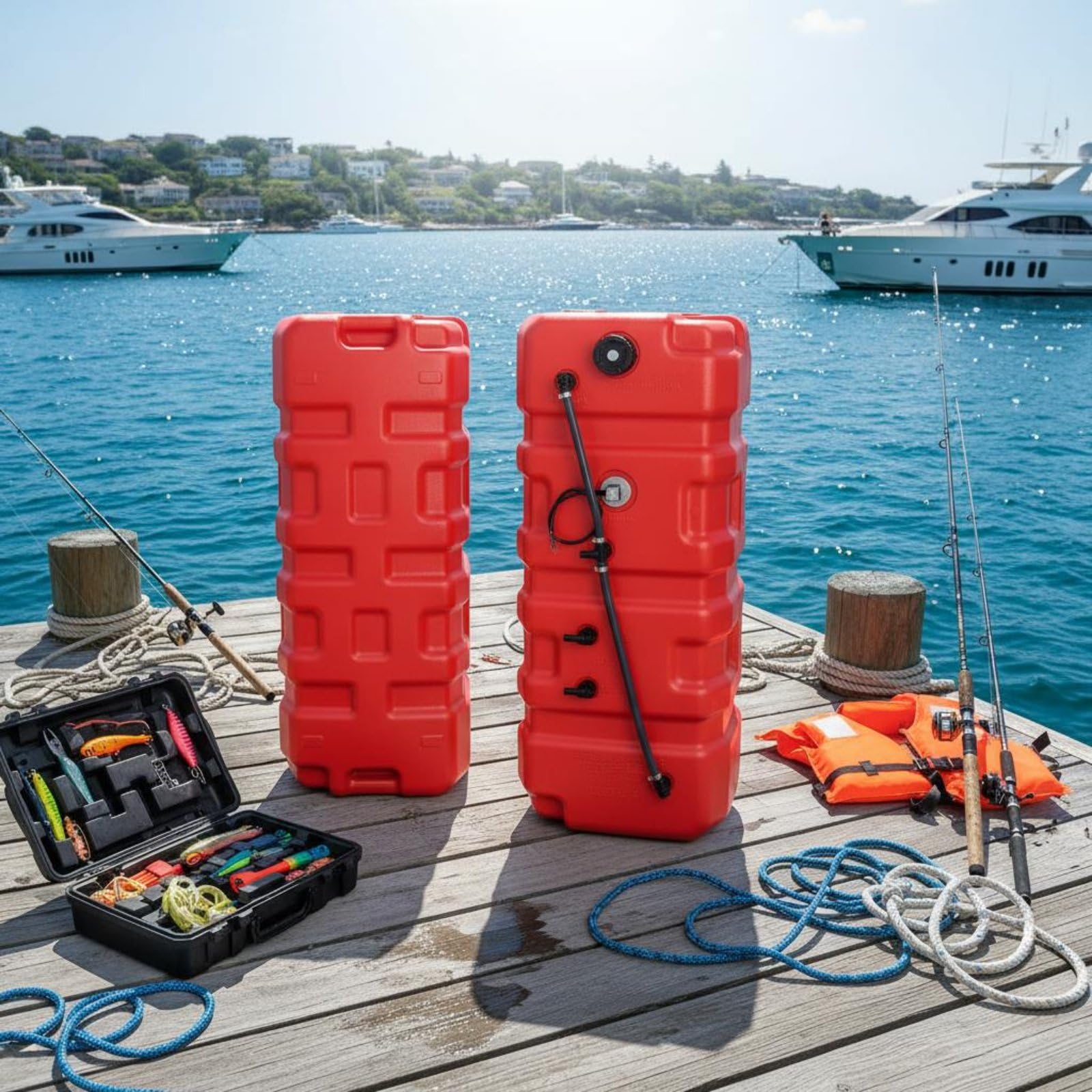 Qianly Serbatoio Carburante Esterno per Barca Anticorrosione Serbatoio Carburante Fuoribordo Con Sensore Elettronico , 90L , Con Sensore