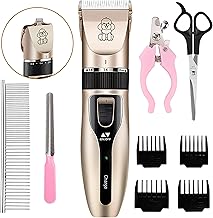 Unisex 2 In 1 Pet Paw Hair Trimmer Electric Dog Hair Clippers For Thick Coat Cordless Puppy Grooming Tool Rechargeable For Medium And Large Dogs Face Ear Rump, Gold