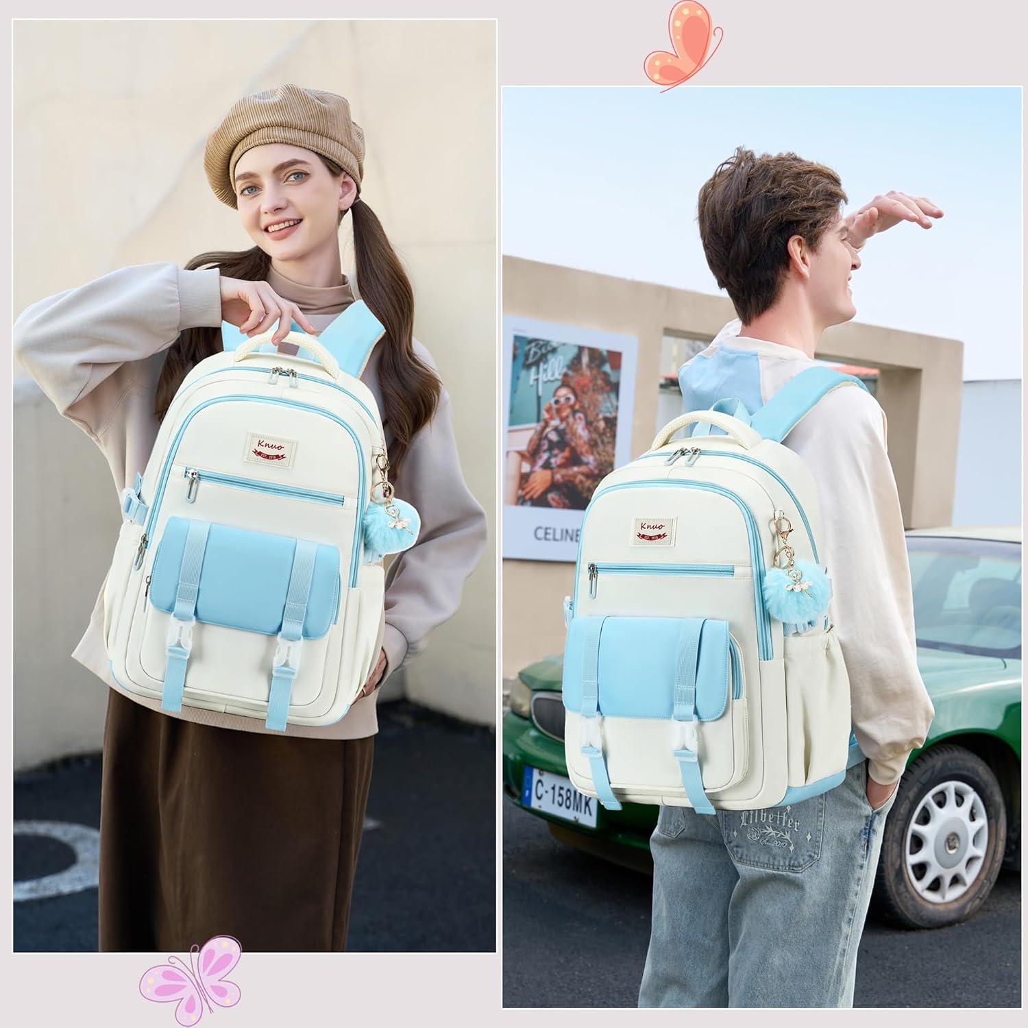School Backpack for Teen Girls College Backpacks for Women Students Bookbag Large 15.6 Inch Laptop Bags Kids Kindergarten Elementary Middle School Bag Anti Theft Daypack Travel Back Pack Blue