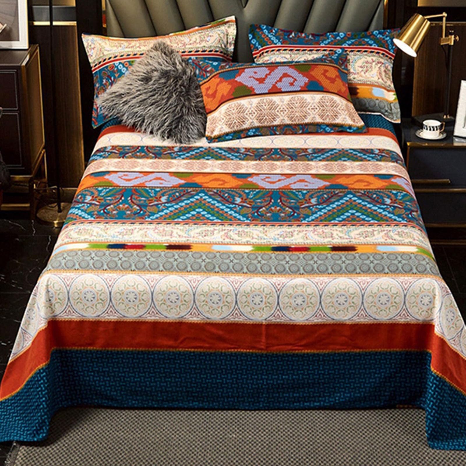 Set Copripiumino 155x220 Cm Cotone - Stampa Boho Con Federa 80x80 Cm Per Letto Una Piazza E Mezza - Foto 11