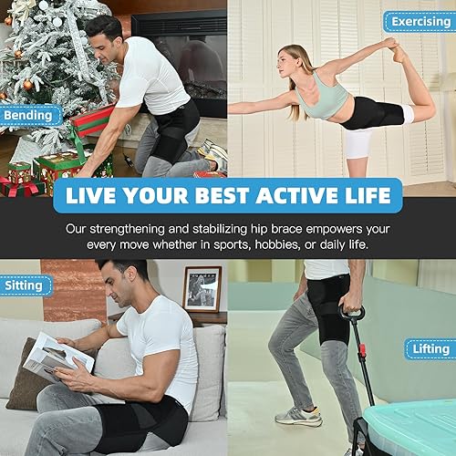 Miniatura 7 de Tenbon Soporte de cadera ajustable para alivio del dolor de ciática y apoyo sacroilíaco - Envoltura de compresión para isquiotibiales, flexor de