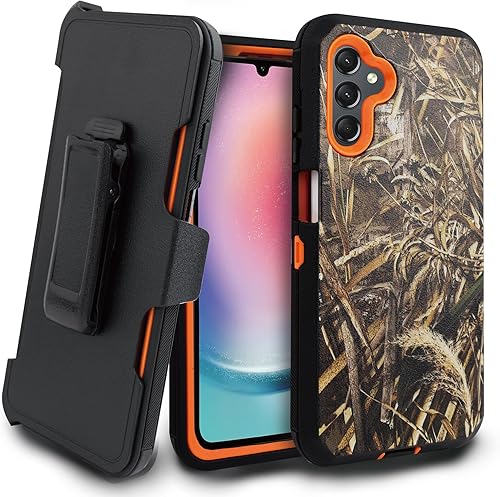 Jackpotwireless - Funda para Samsung Galaxy A24 4G, de cuerpo completo, resistente, giratoria, con clip para cinturón, cubierta de doble capa,