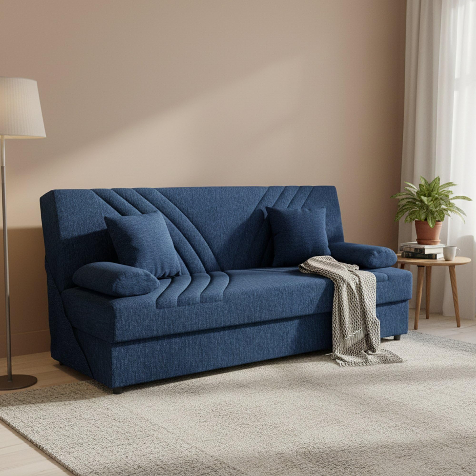 Dmora Divano Letto 3 Posti Ramon 81x181 cm Nero Contenitore Reclinabile, Posti a Sedere 3