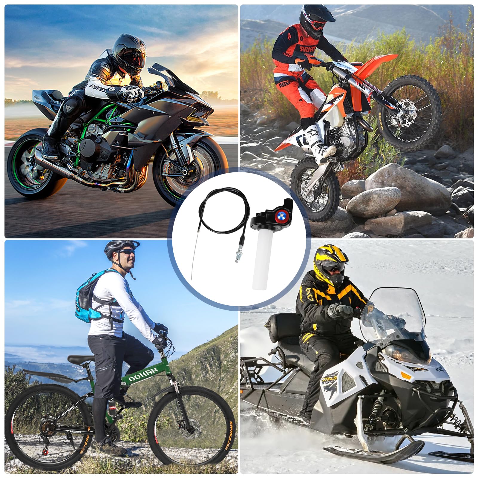 Manopola dell'Acceleratore con Cavo 1.2M & Impugnatura Manopole Acceleratore Manubrio dell'Acceleratore a Torsione in Alluminio Comando Gas Rapido Moto 7/8 Pollici per 50-200 CC ATV Quad Pit Dirt Bike