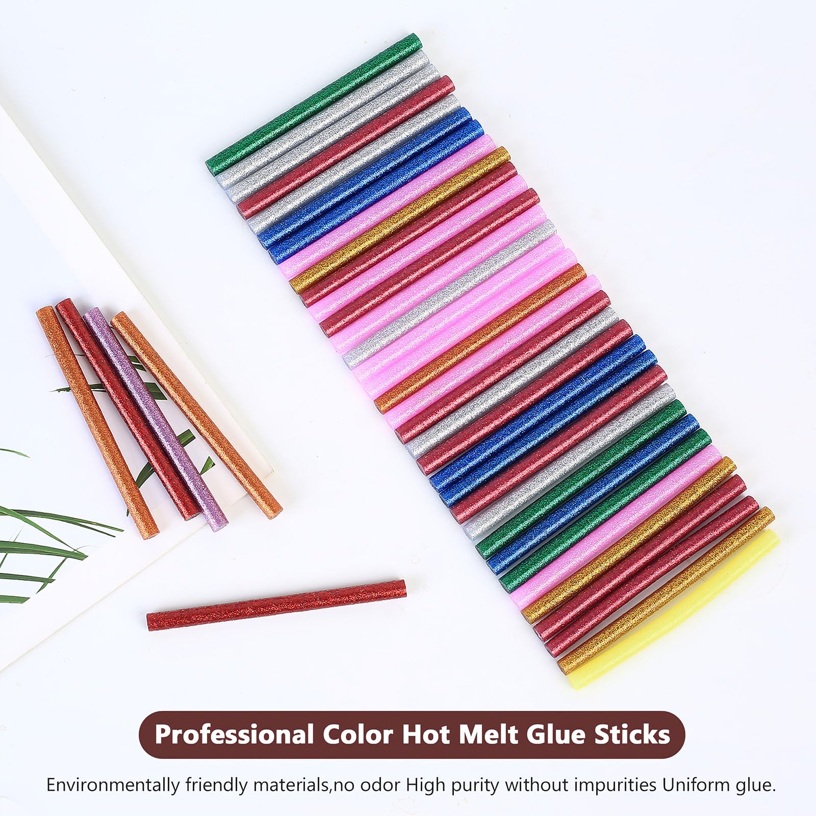 100 Pz Stick di Colla a Caldo Colorati 7mm, Multicolori Colla a Caldo Bastoncini per Pistola Colla a Caldo Ricariche, 7 mm x 100 mm Colla a Caldo Bastoni per Lavori Fai Da Te (10 Colori)