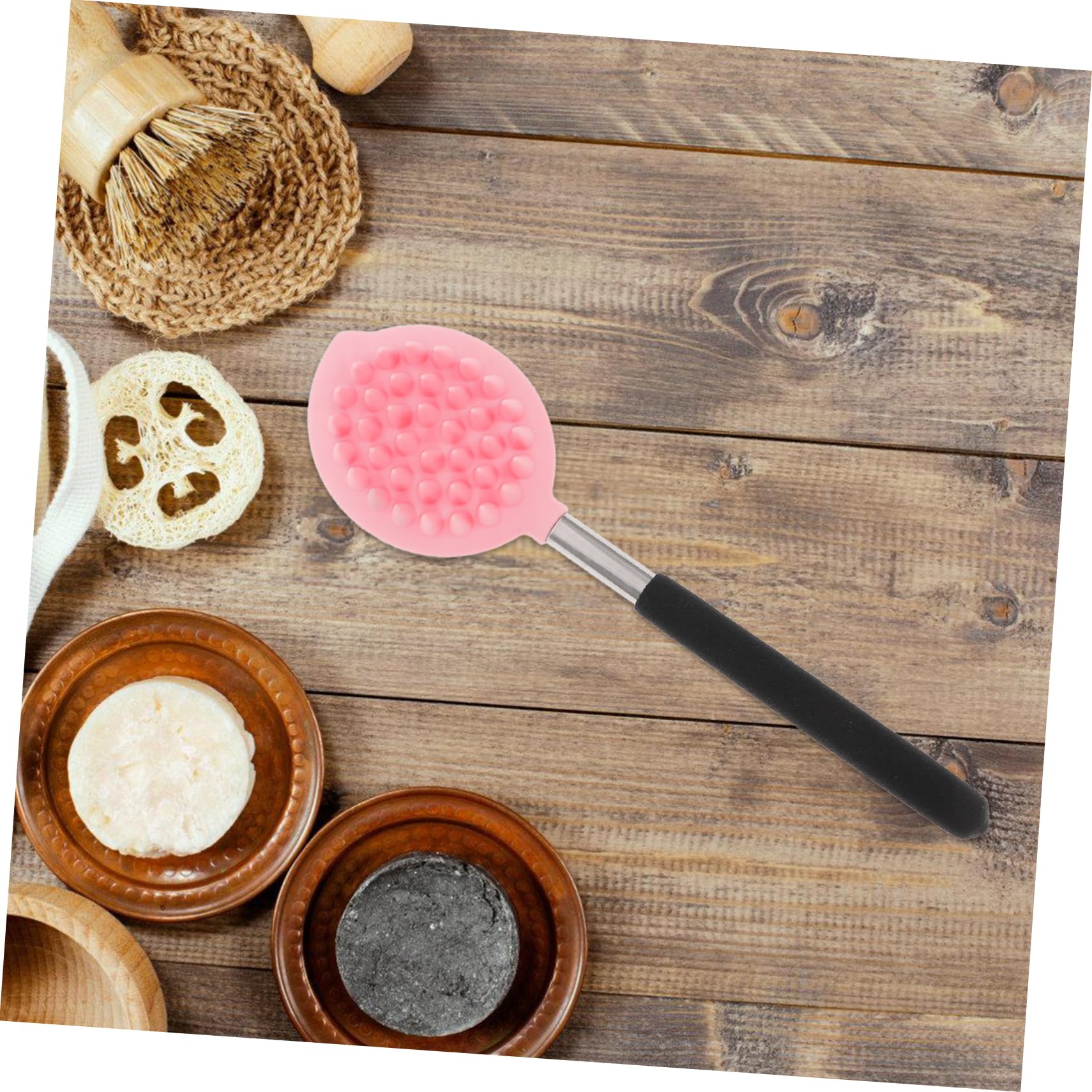 Didiseaon 5 Pz Spazzola da bagno in silicone spazzola massaggiante da bagno scrubber da bagno esfoliante corpo scrubber per la schiena da bagno spazzolone posteriore per doccia per uomo rosa