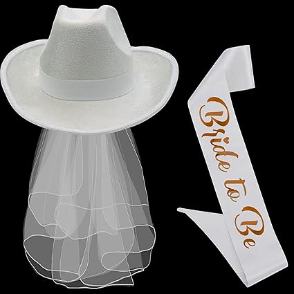 Bridal cowboy hat with veil Clearance
