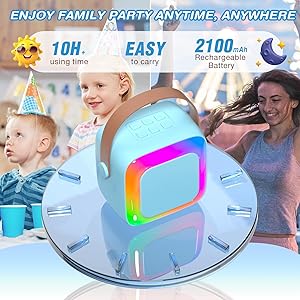 Mini Karaoke Machine for Kids Adults,Portable Bluetooth Karaoke Speaker with 2 Wireless Microphone and LED Lights,Toys for Party,Home KTV,Birthday for Boys 4, 5, 6, 7, 8,12+ Toddler Teens(Blue)