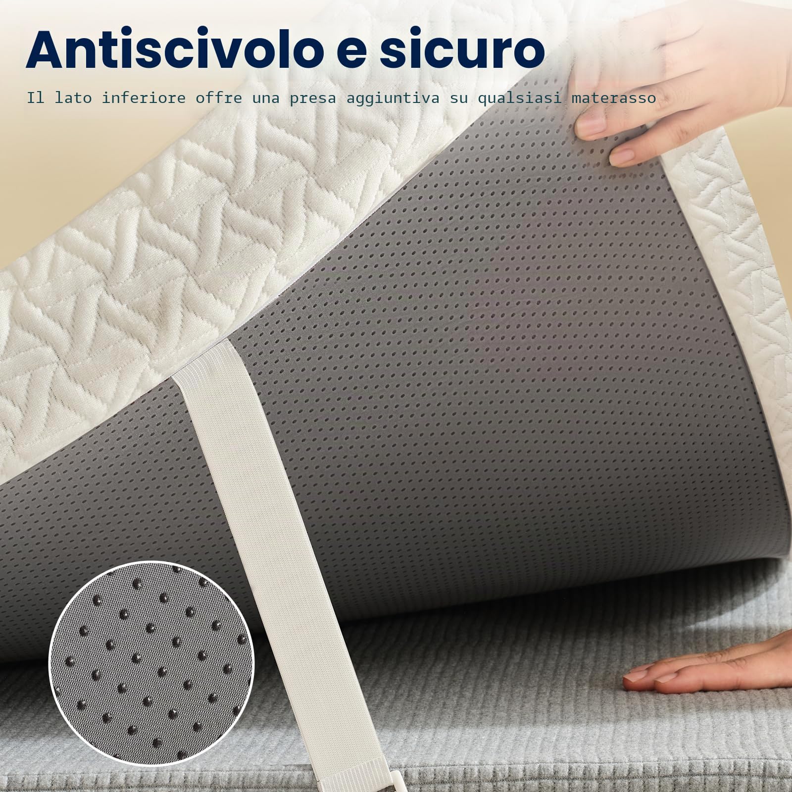 Z-hom Topper matrimoniale 90x200 Alto 8 cm, Materasso in Memory Foam con Gel, Rivestimento Esterno Sfoderabile e Lavabile, Eccellente Fascia Elastica Antiscivolo,Sfoderabile e Lavabile Oeko-TEX