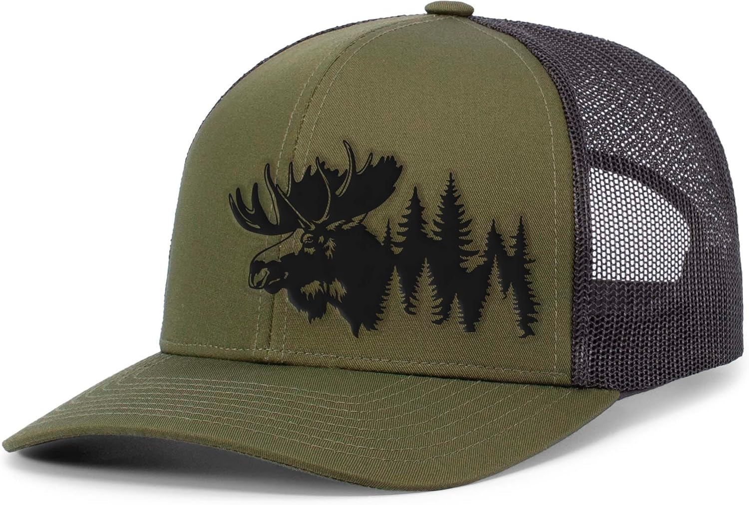 Heritage Pride Mens Hunting Hat Forest Scenic Moose Head Mesh Back Trucker Hat