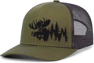 Heritage Pride Mens Hunting Hat Forest Scenic Moose Head Mesh Back Trucker Hat