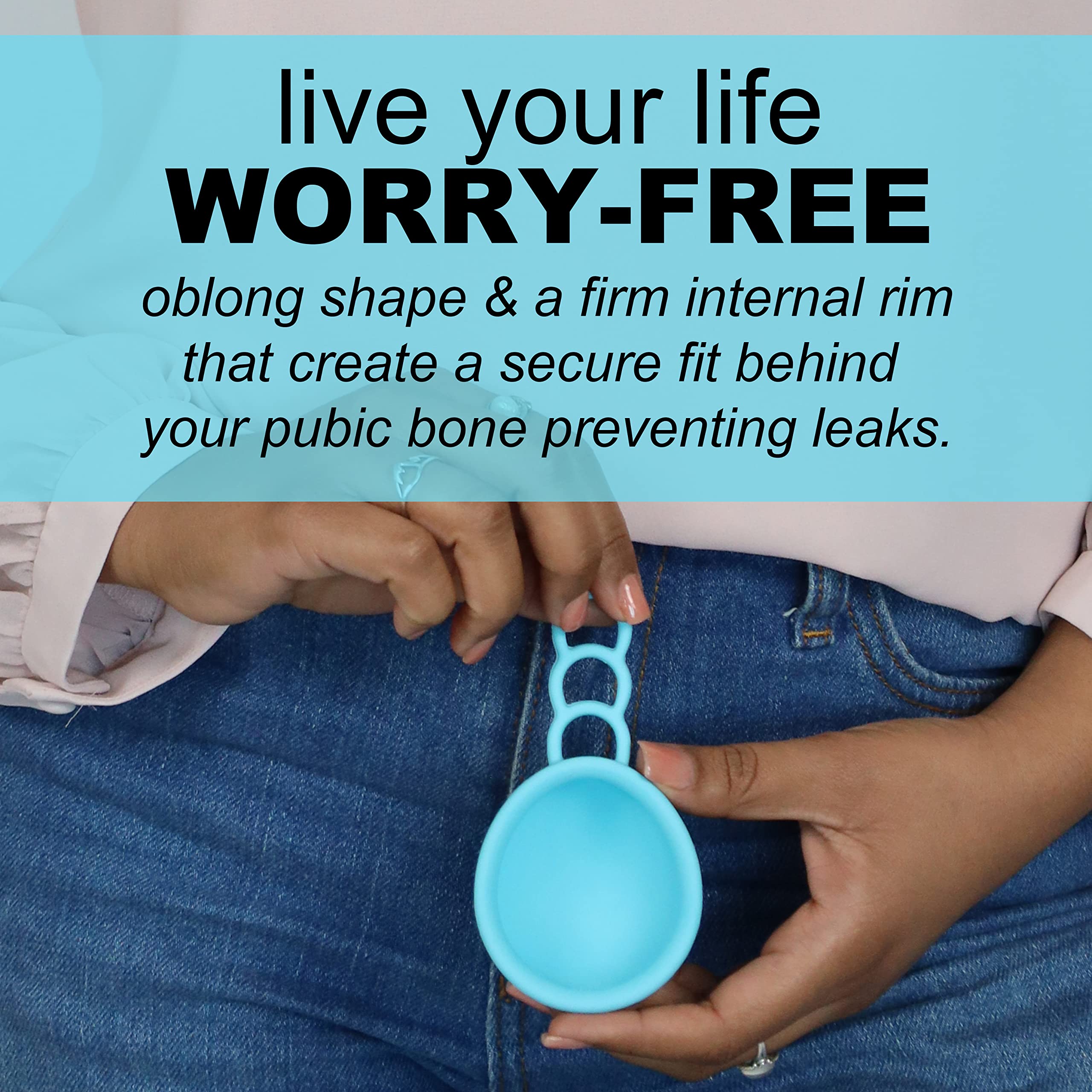 MOONTHLIES Reusable Menstrual Disc | Period Disc with Removal Loop Stem | Alternative to Menstrual Cups for Light or Heavy Flows | Sustainable Alternative to Tampons/Pads (1 Large, Blue)