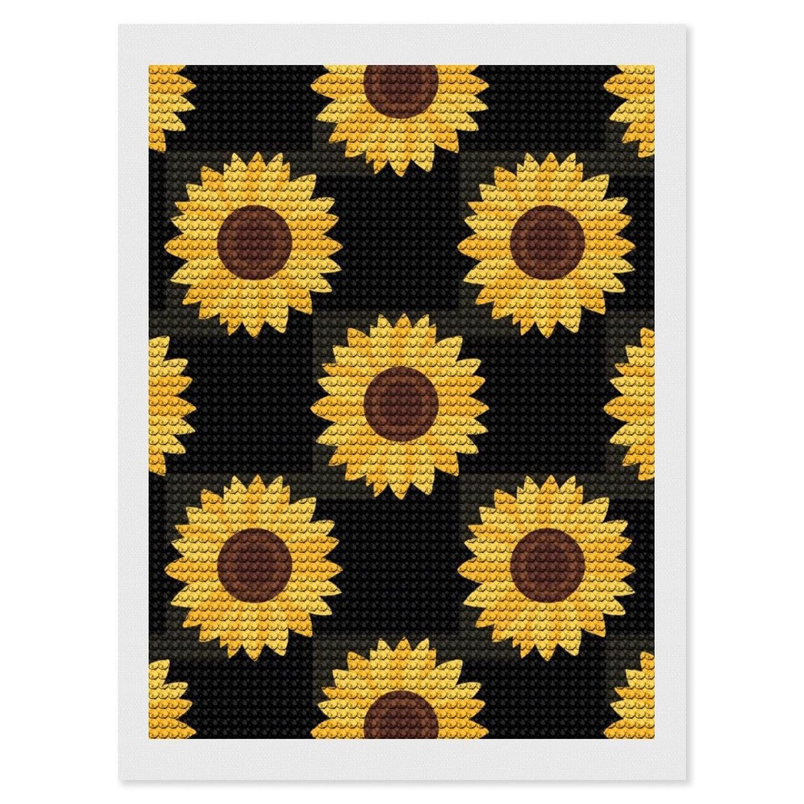 FodPand Sunflower 5D Diamond Painting Kits for Adults Beginners Full Drill Round Diamond Dots Pictures Gem Art Supplies for Home Wall Room Decoration DIY Craft Set Gift 12x16