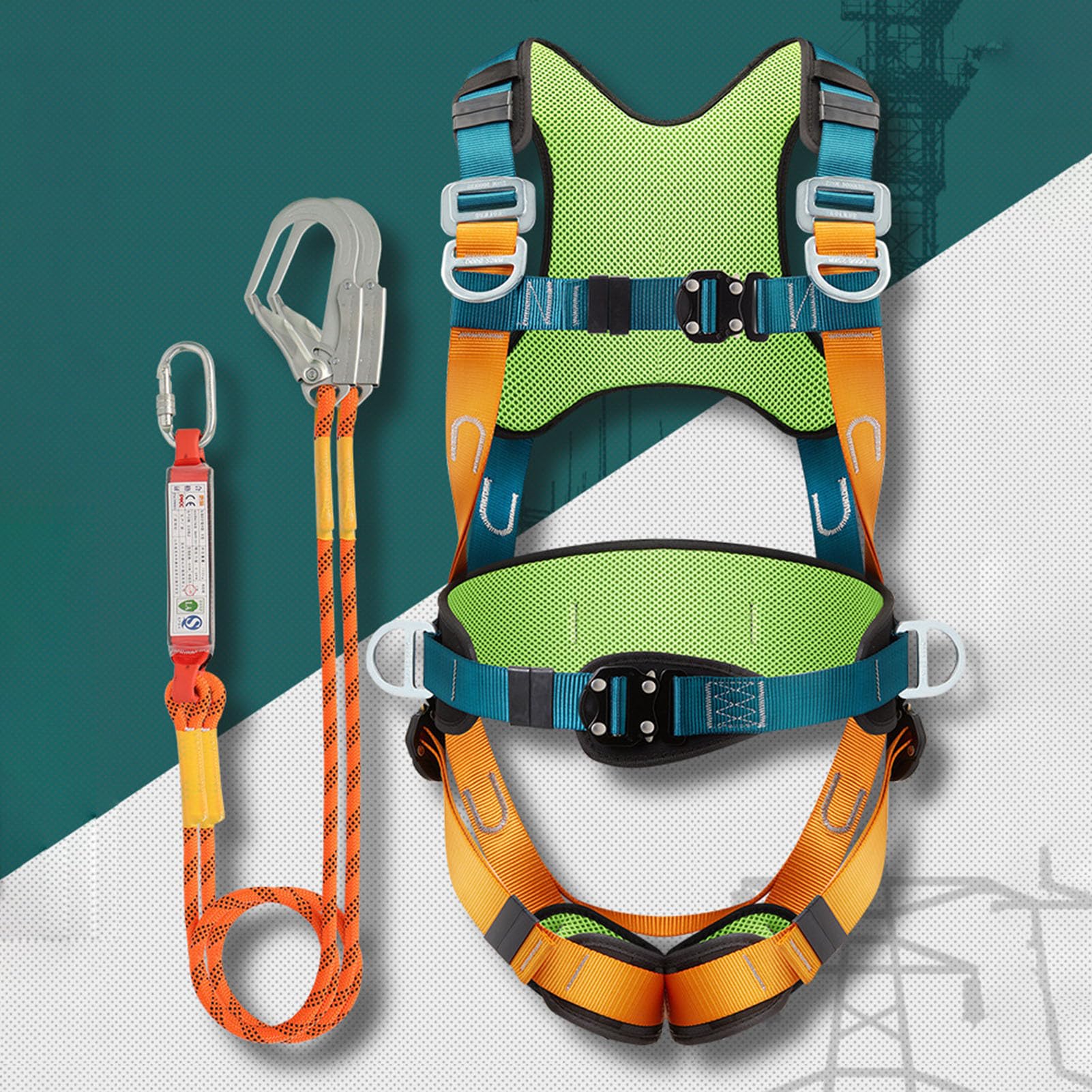 Arnés De Seguridad Anticaídas Diseño Ergonómico Eslinga Absorbedora De | Arnés Techo 5 Puntos Para Escalada En Roca Trabajos Construcción Seguridad Industrial Caza Montañismo