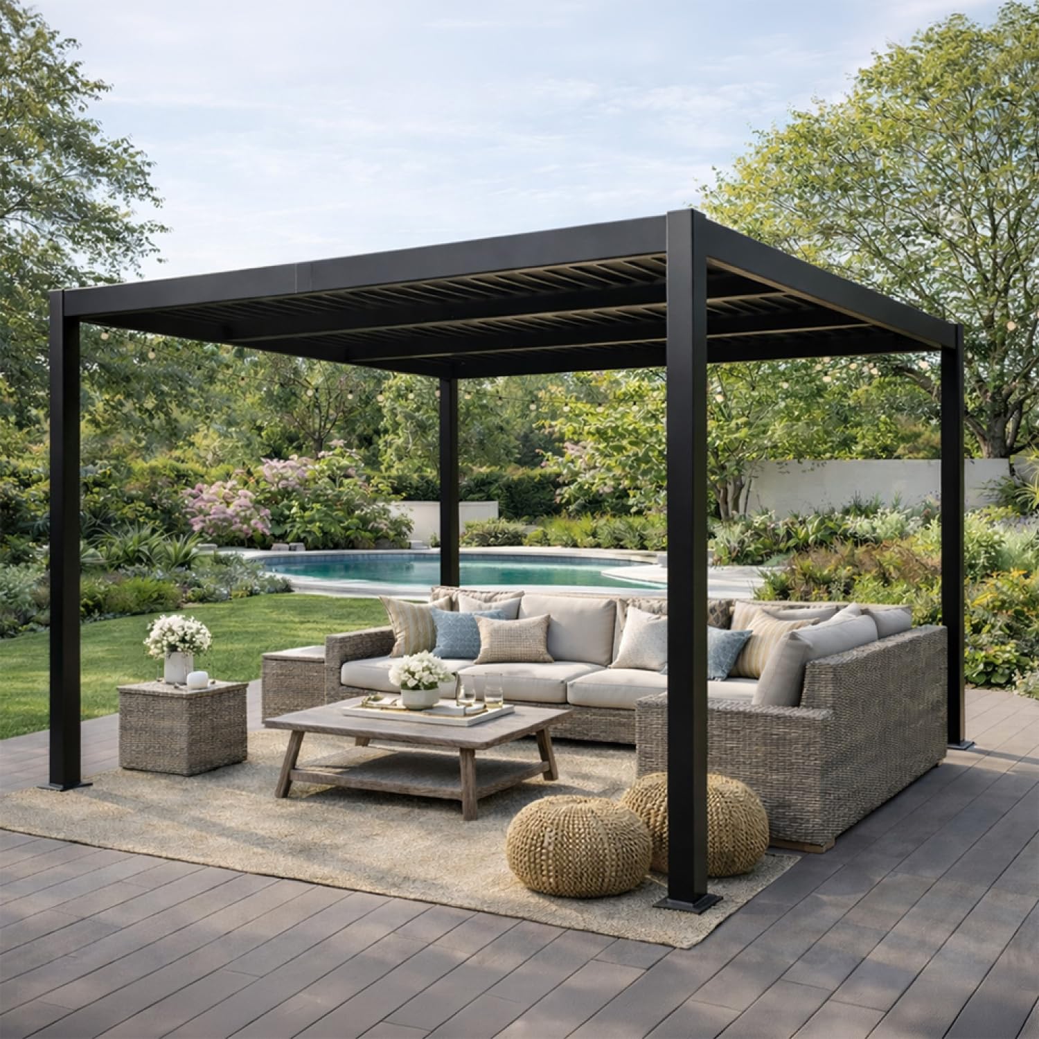 Pergola Bioclimatique CORFU Noir 3x3 m