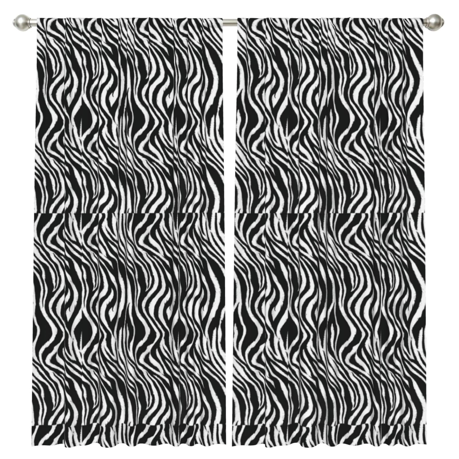 InOmak Zebra Print, 2 Panels Window Curtains 52 x 84 Inch Blackout Curtains for Living Room Bedroom