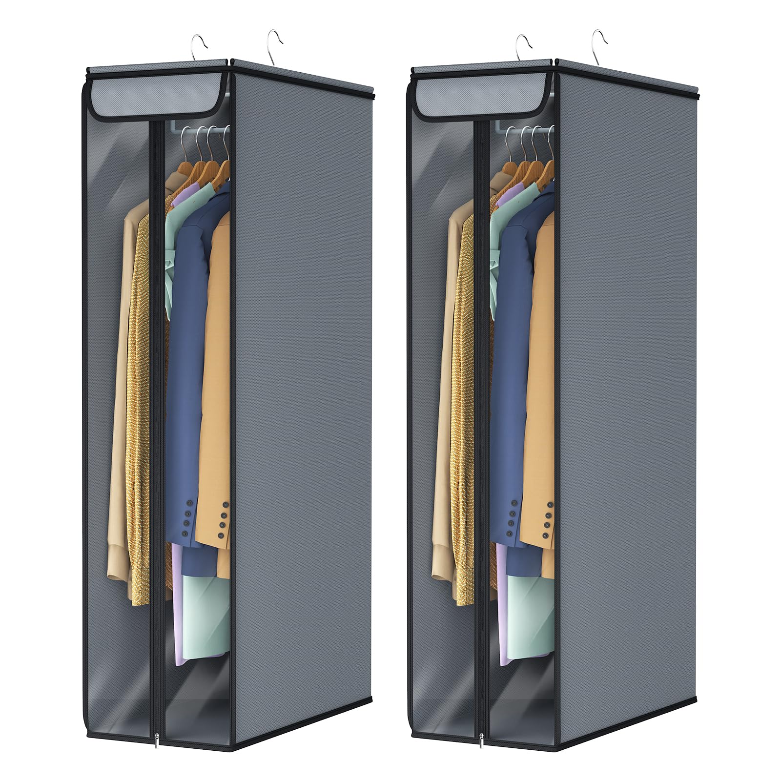 Univivi Garment Bags for Hanging Clothes 40 Hanging Garment Bags for Closet Storage with Large Clear Window Garment