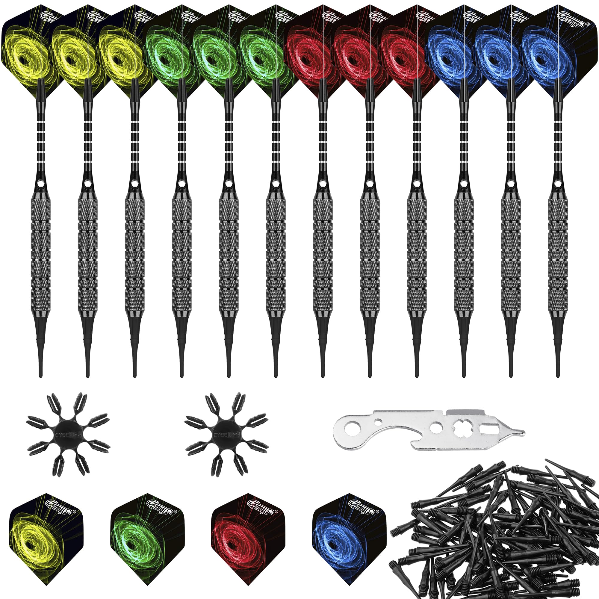 Set 12 Freccette Morbide 16g Con Accessori - Per Soft Dart - Include Punte Extra E 36 Alette - Foto 6