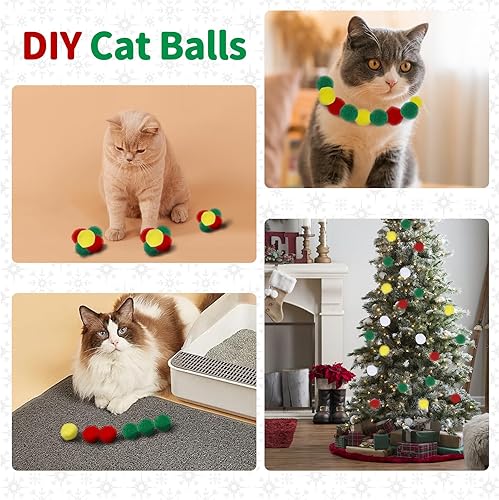 Miniatura 5 de Hggha Pelotas de juguete para gatos, juguetes interactivos para gatos, juguetes de bolas para gatos con 1 lanzador (nuevo) y 80 bolas de pompones,