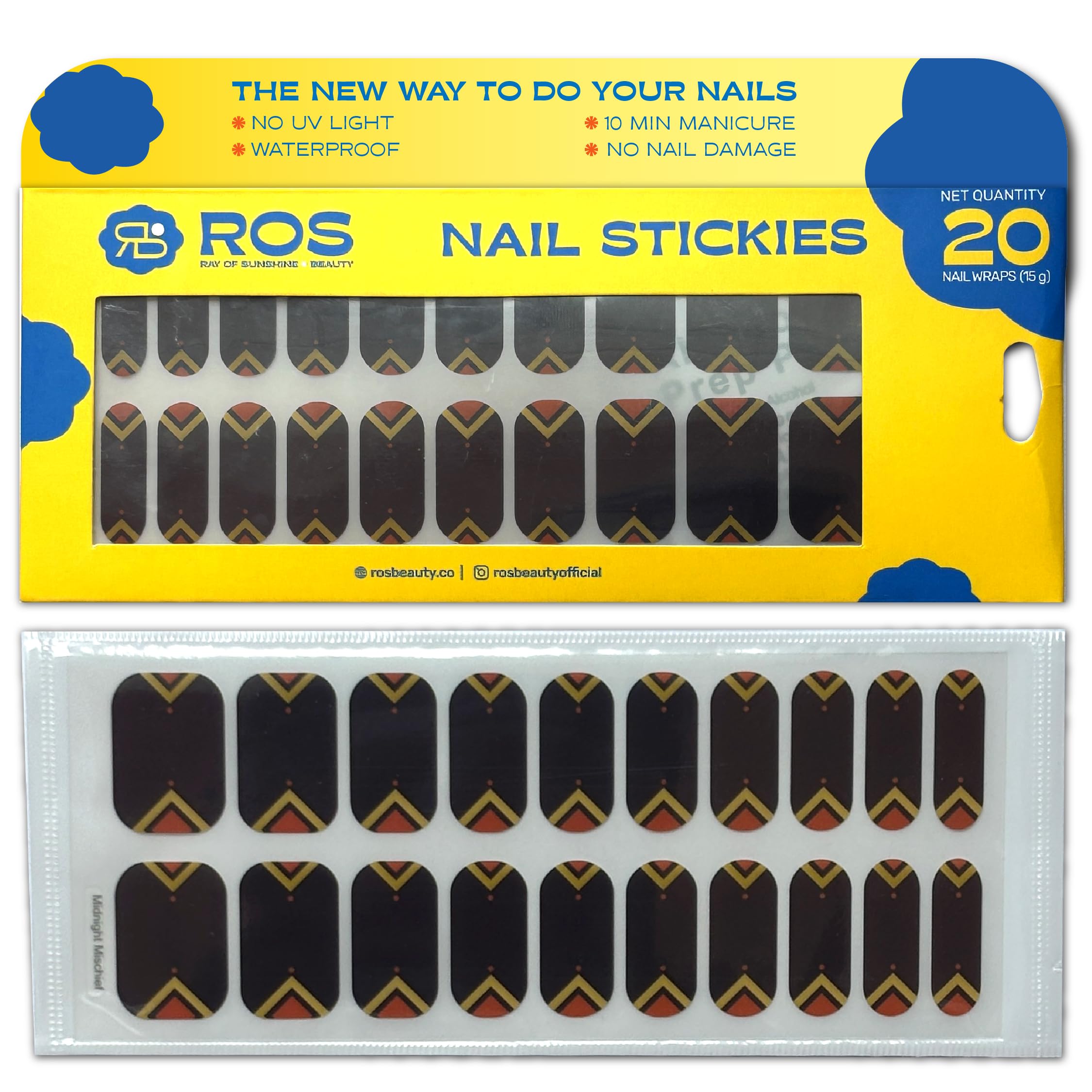 ROS Beauty Nail Stickies | 20 Count | Easy-to-Apply Vibrant Nail Art Stickers | Long-Lasting, Lightweight, & Mess-Free | Effortless DIY Manicure | Midnight Mischief-image-48