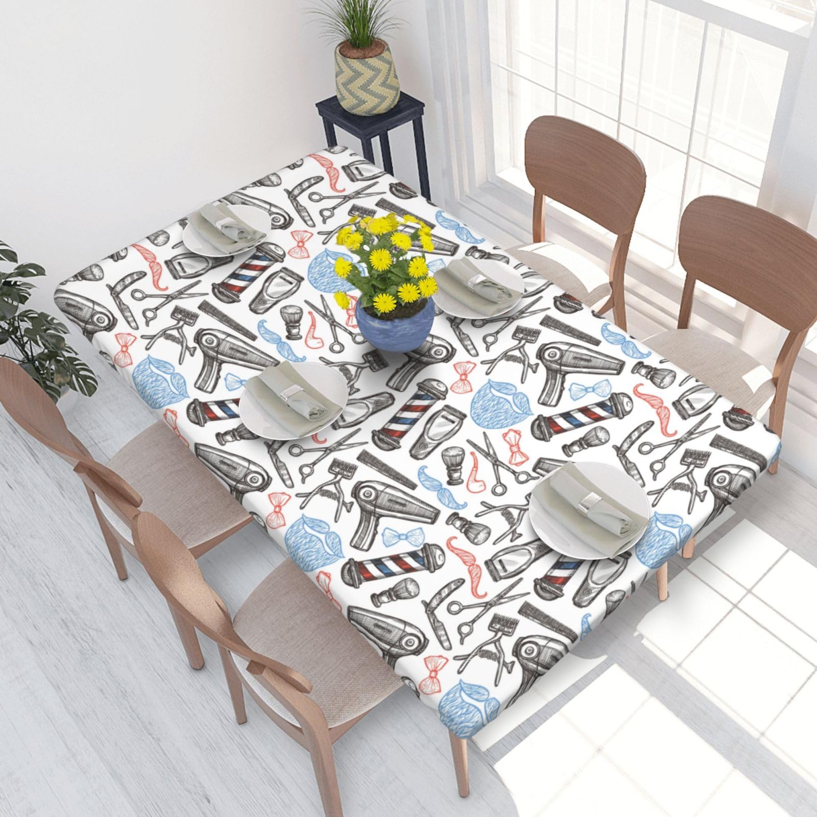 WKSGDSG Fitted Tablecloth For Dining Room 4ft, Elastic Edged Table Cover