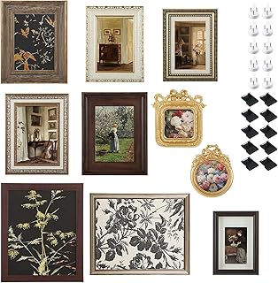 10 Pcs Vintage Picture Frames for Wall or Tabletop Display, French Count...