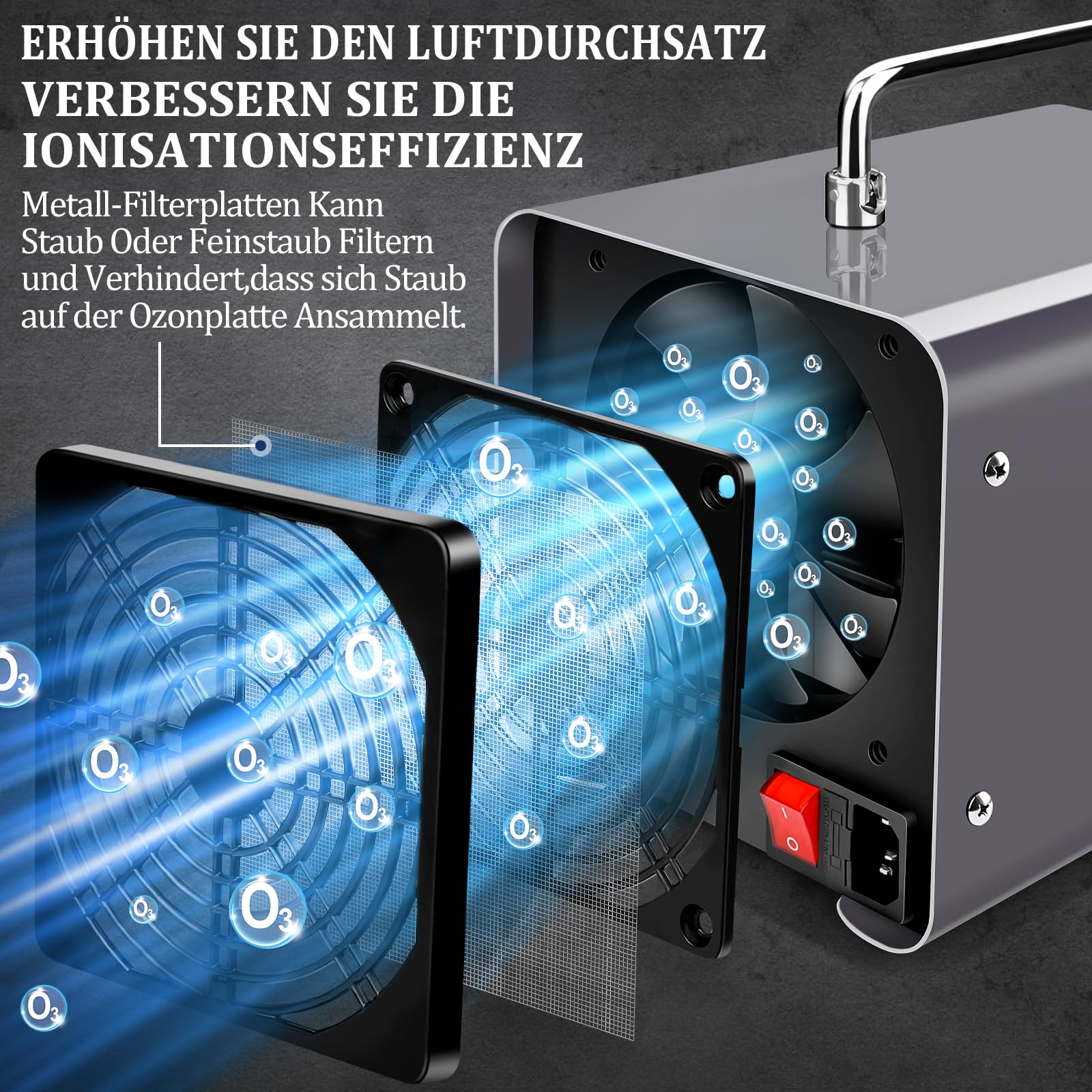 ICARE Ozongenerator 30000mg/h Ozongerät, Ozonisator Industrieller O3 Ozon Luftreiniger mit 120 Min Timer für 300㎡ Geruchskiller Geruchsneutralisierer für Auto, Rauch, Haustiergerüche, Küchengerüche