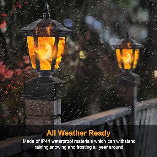 Miniatura 4 de Dynaming - Luces solares de llama para poste de exteriores, lámparas de energía solar, luces con tope de poste de valla, linterna LED de llama