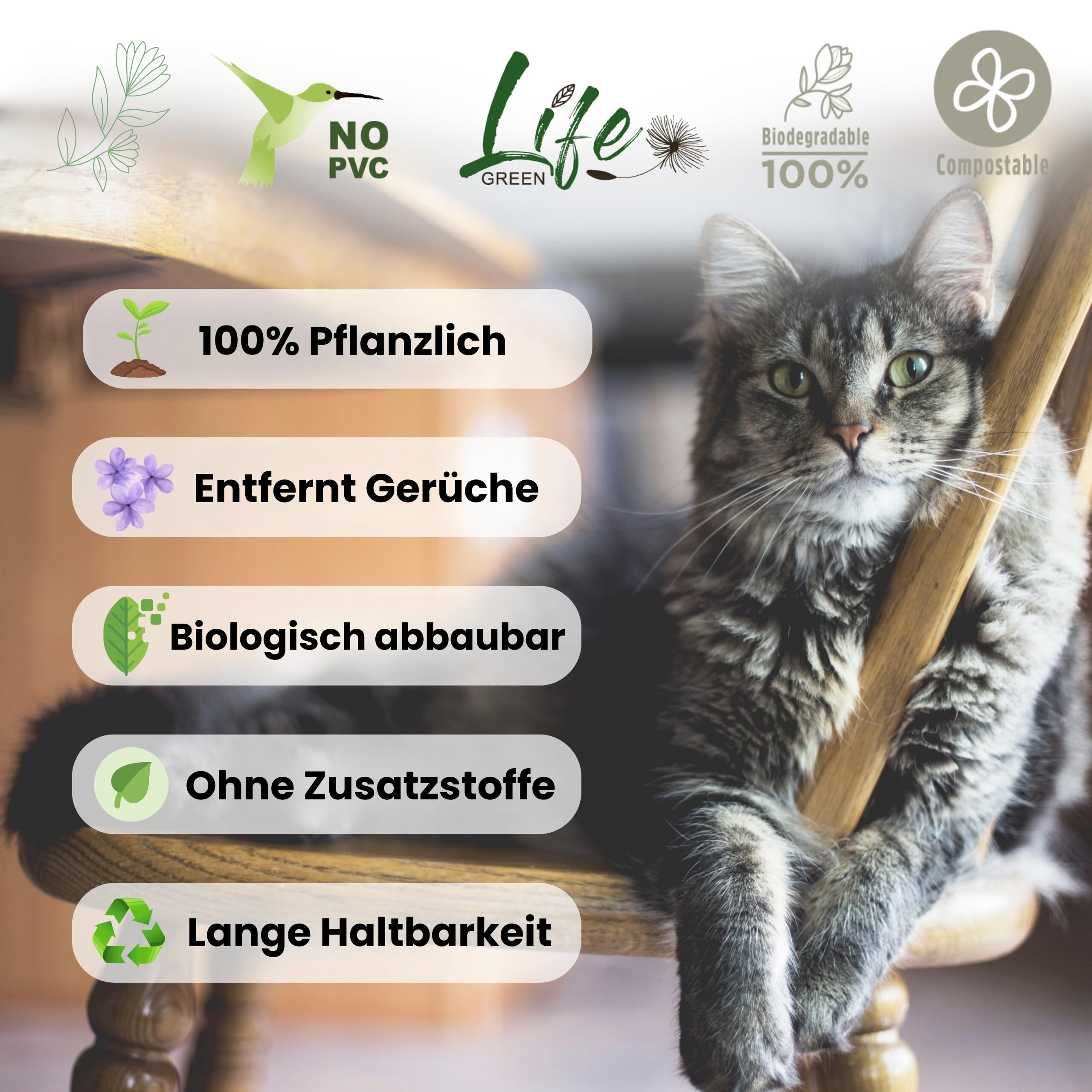 Naturalissima Katzenstreu, 16 kg, Zitrone, mit Erbsenfaser und Maisstärke, pflanzlich, biologisch abbaubar, klumpend, geruchshemmend