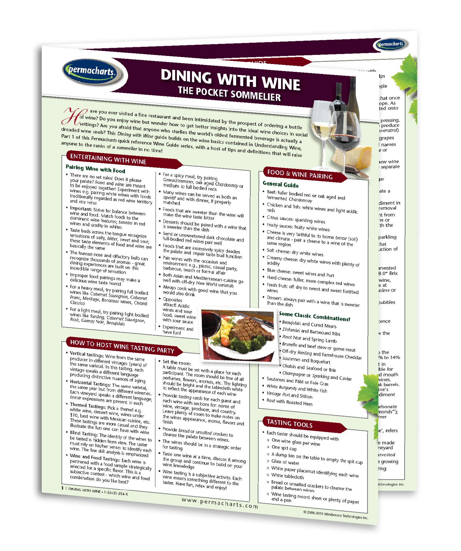 Dining with Wine - Wine Guide - Food and Drink Quick Reference Guide by Permacharts