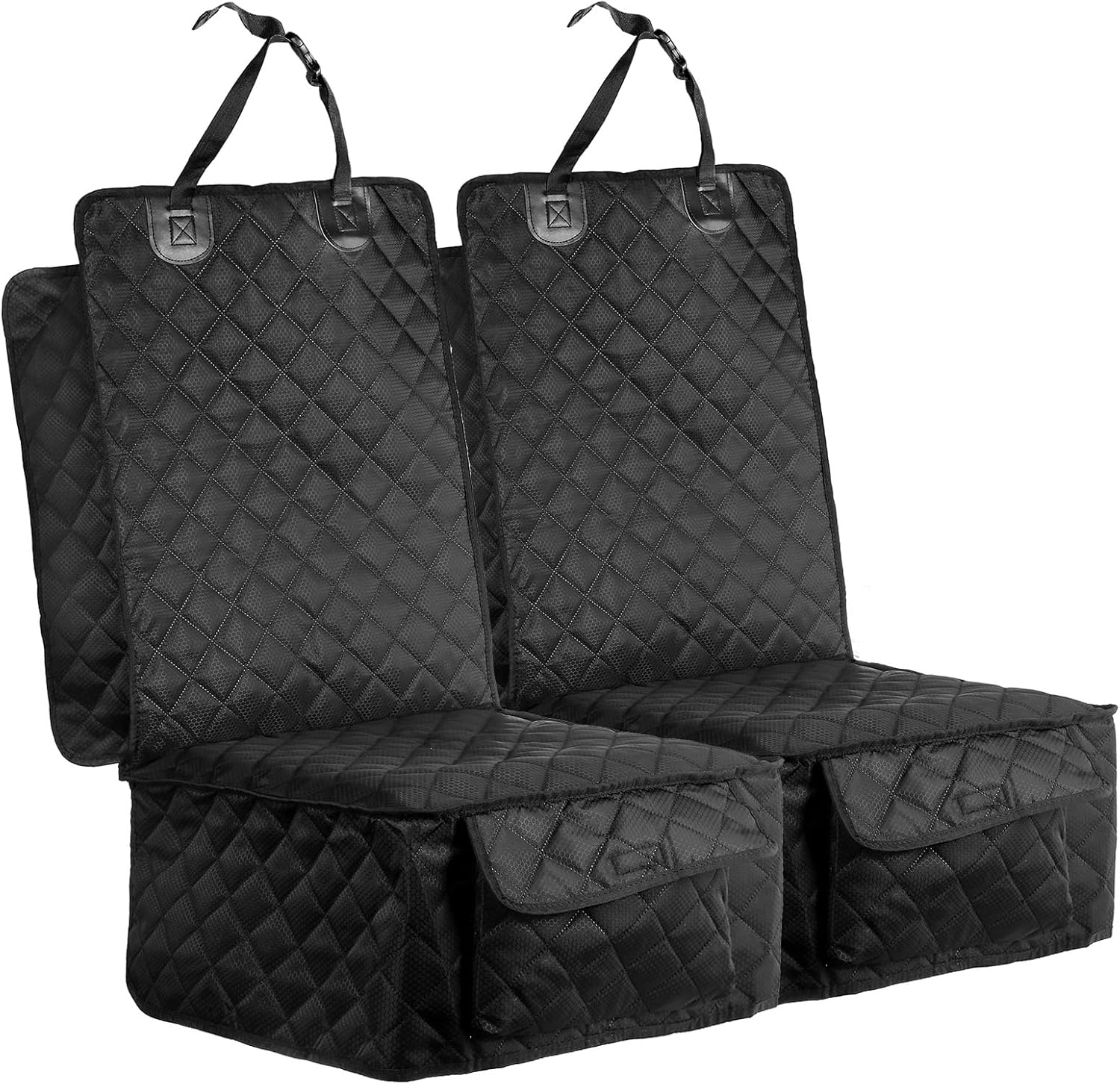 Fasmov 2 Pack Front Dog Car Seat Cover, Full Protection Dog Car Seat Cover with Side Flaps, Nonslip Pet Seat Covers with Elastic Bottom, Waterproof Car Seat Covers Fits for Cars, Trucks, SUVs
