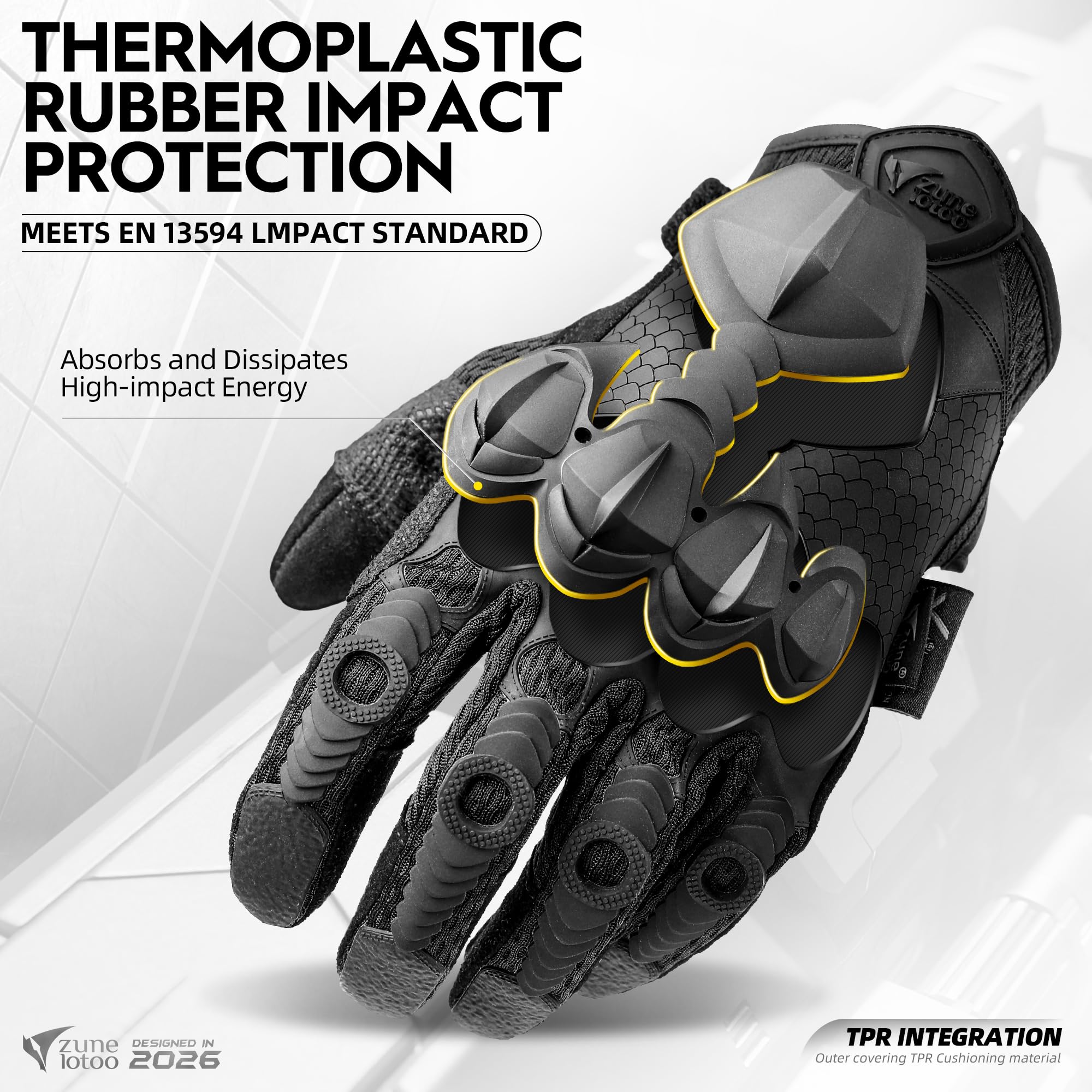 Zune Lotoo Gants Tactiques Militaire pour Homme, Gants de Moto à Écran Tactile en Matériau TPR Résistant aux Chocs avec Coussinets de Paume XRD pour Airsoft Paintball Motocross Escalade Course - 2