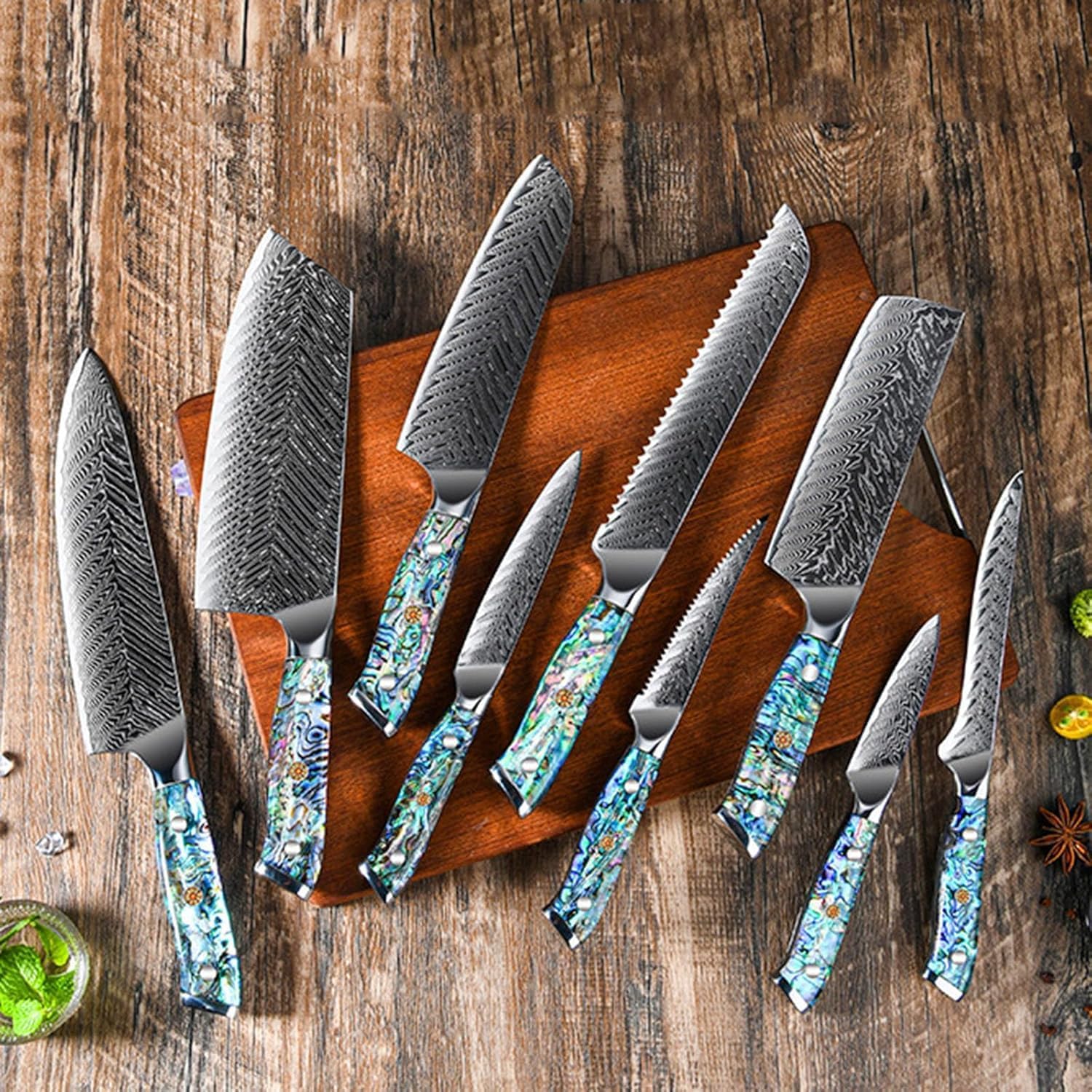 Set Cuchillos Cocina 9 Piezas Acero Inoxidable