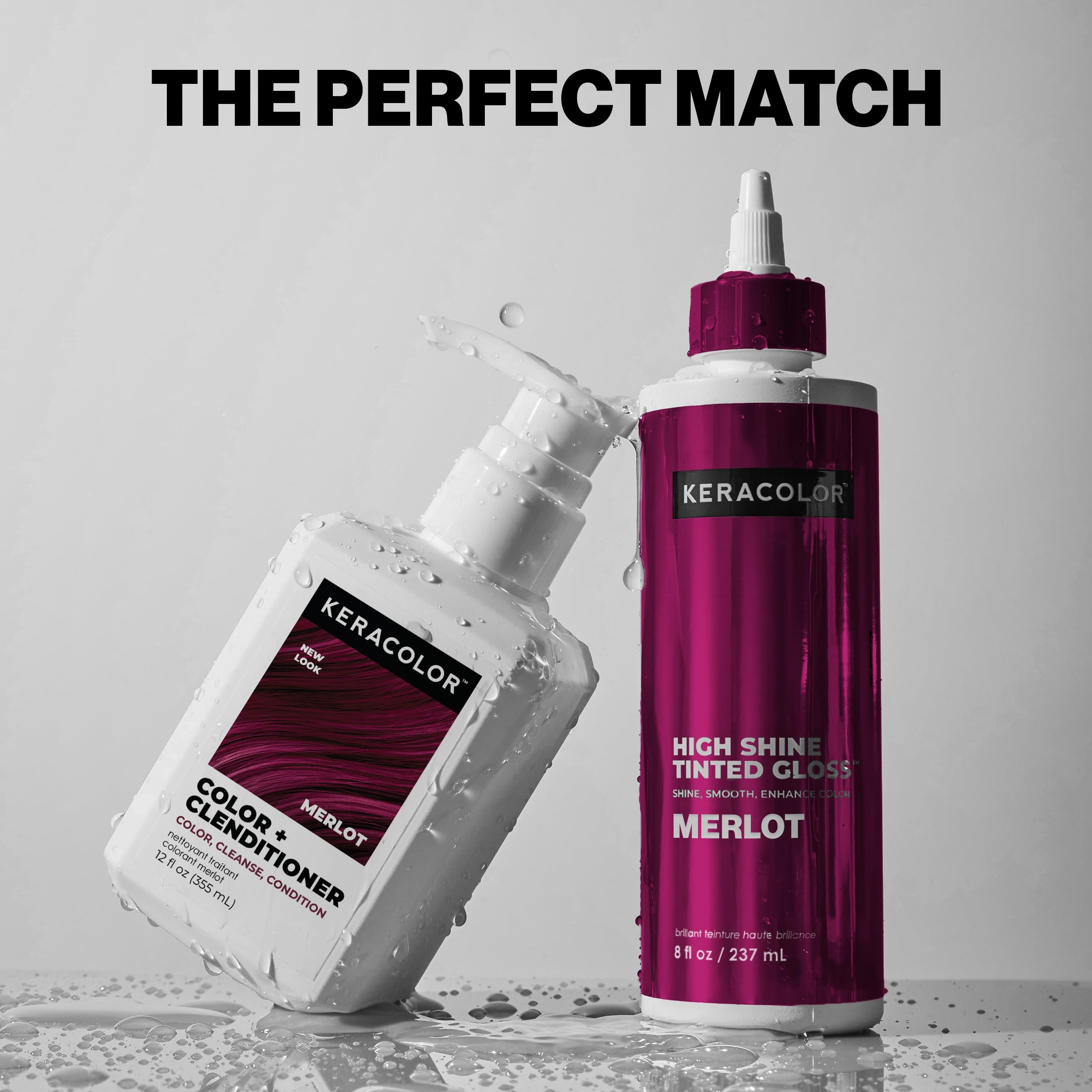 Keracolor High Shine Tinted Hair Gloss, In-Shower Hair Glaze, Sheer Color-Enhancing Glossing Treatment, Merlot, 8 Fl Oz