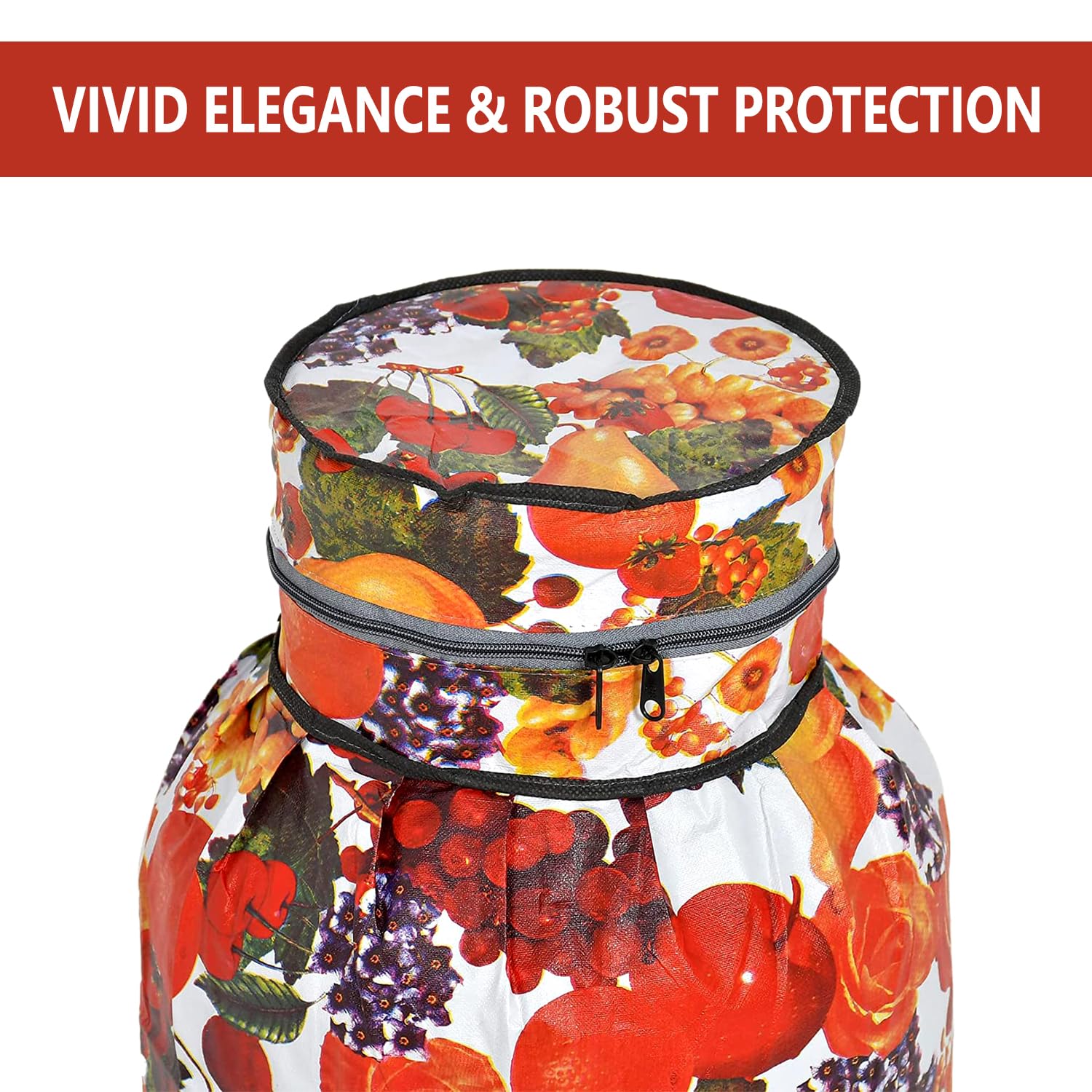 Kuber Industries Cylinder Cover | PVC LPG Cylinder Cover | Washable & Dustproof | Fruit Print Cylinder Tank Cover | LPG Gas Tank Cover | Multicolor 3