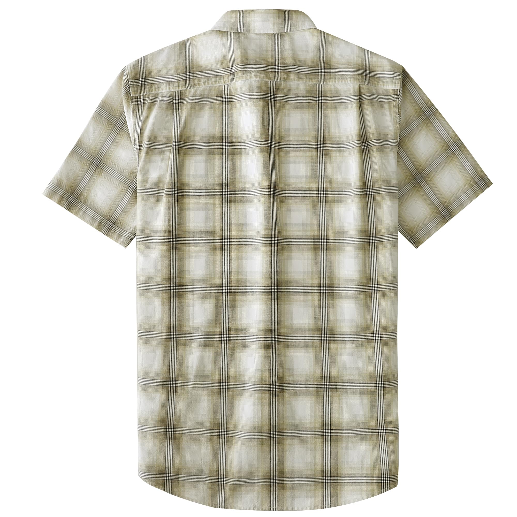 Dubinik® Camicia da uomo a maniche corte con bottoni e doppie tasche, abbigliamento da lavoro rinfrescante e casual a quadri da uomo