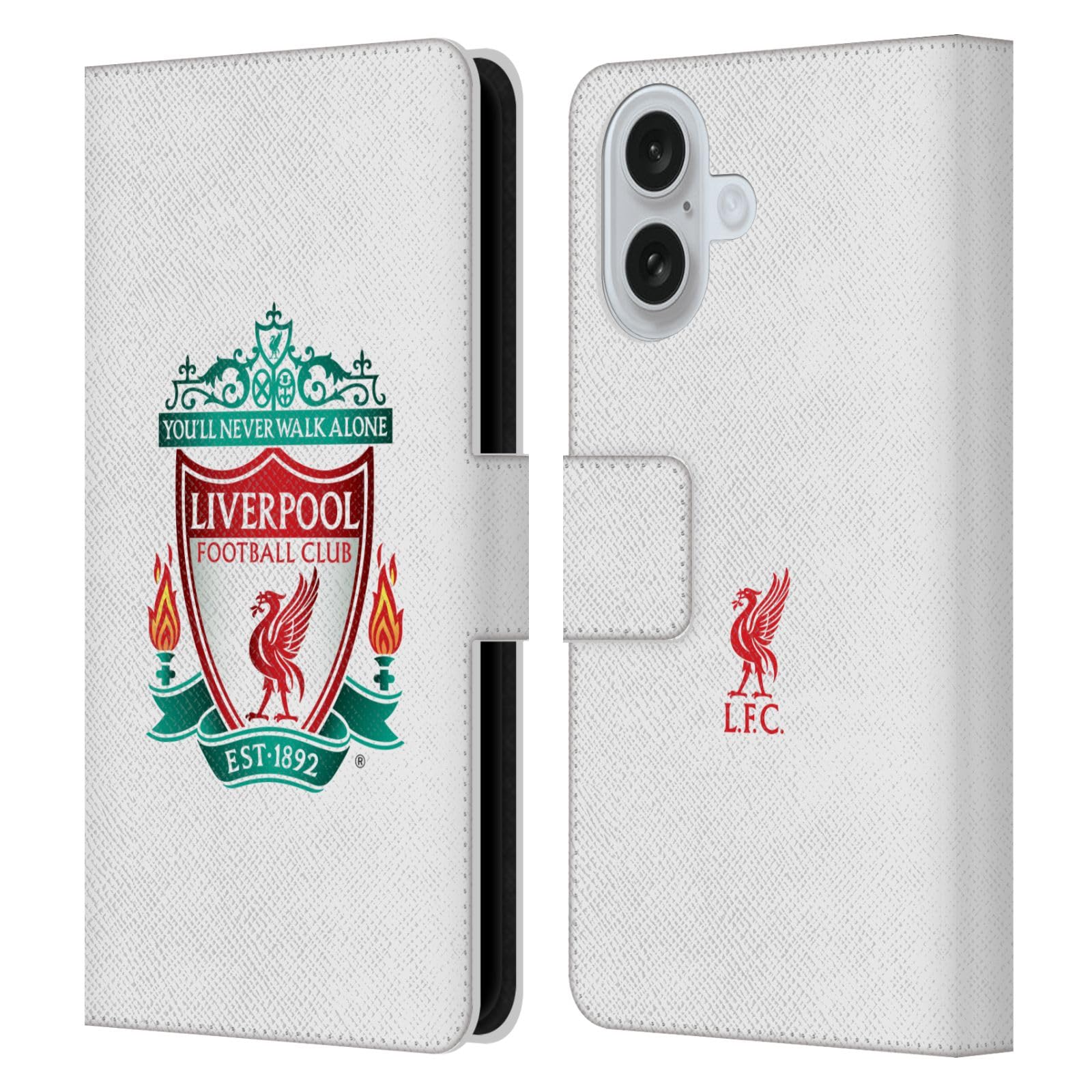 Head Case Designs Officially Licensed Liverpool Football Club White 1 Crest 1 Leather Wallet Case Compatible With Apple iPhone 16