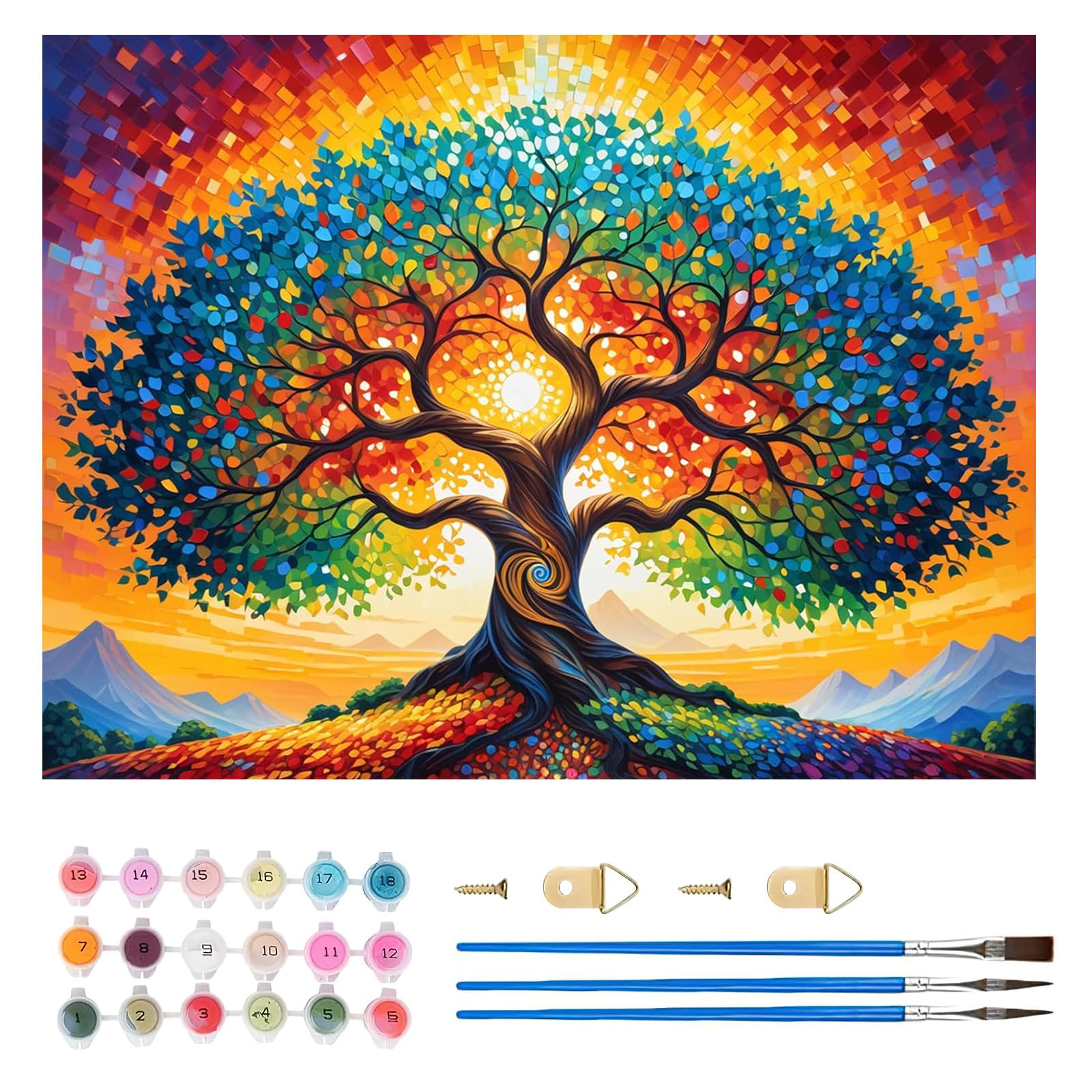 TLIOBLO Tree of Life Paint by Numbers Kits for Adults, Adults Paint by Numbers on Canvas Kits Colorful Trees, Easy Acrylic Arts Beginners for Gifts Home Decor 30X40cm (Without Frame)