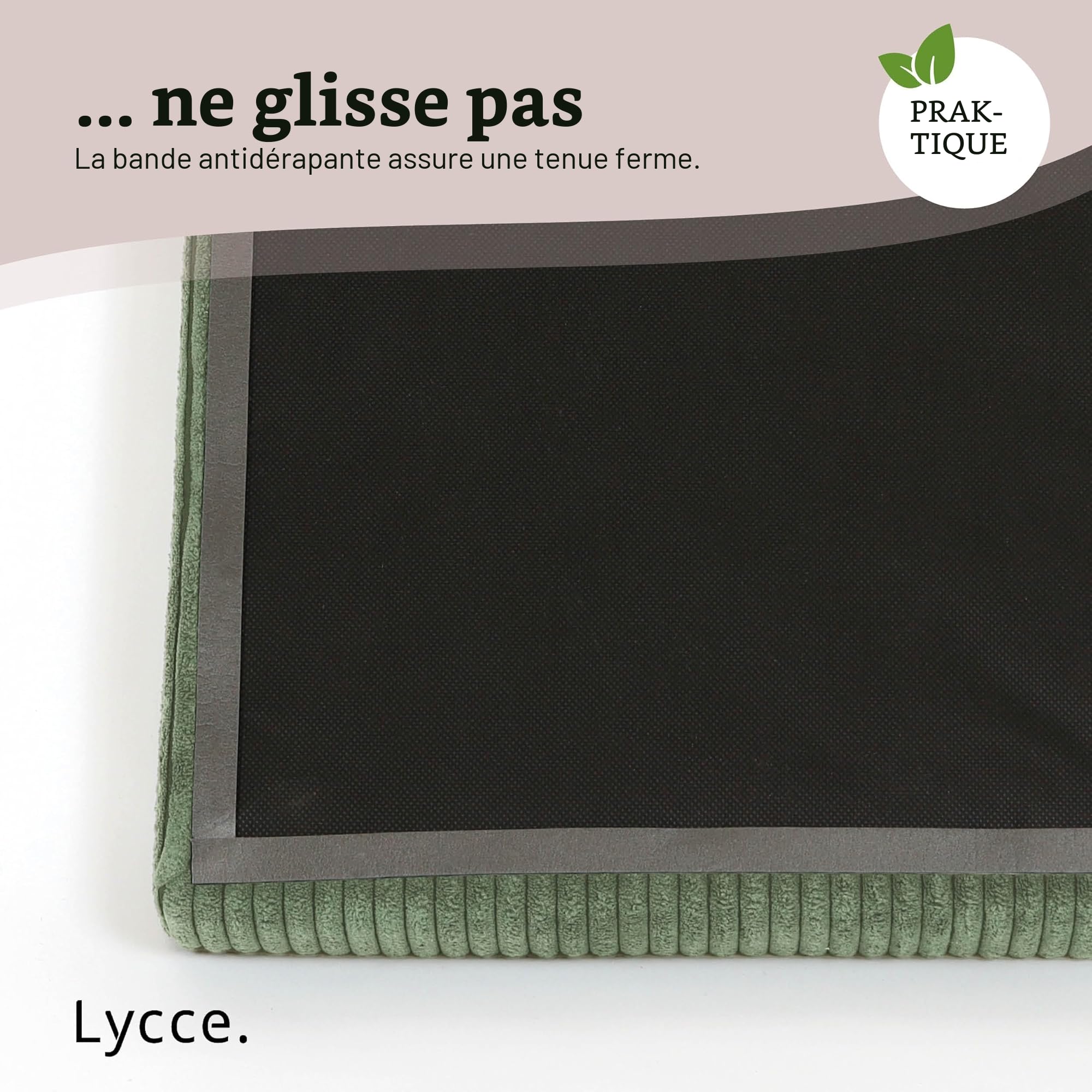 Lycce Coussin de banc à pince, 1 barre en tissu côtelé, rembourrage supplémentaire, profondeur du banc à partir de 35 cm (sauge)